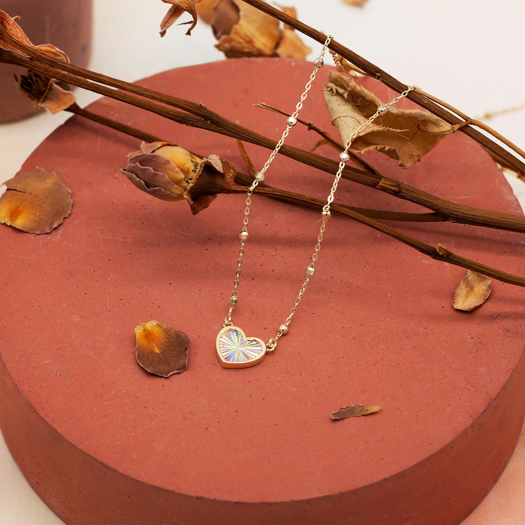 Yellow Gold - Be You - 9ct Gold Rainbow Heart Necklace - 3