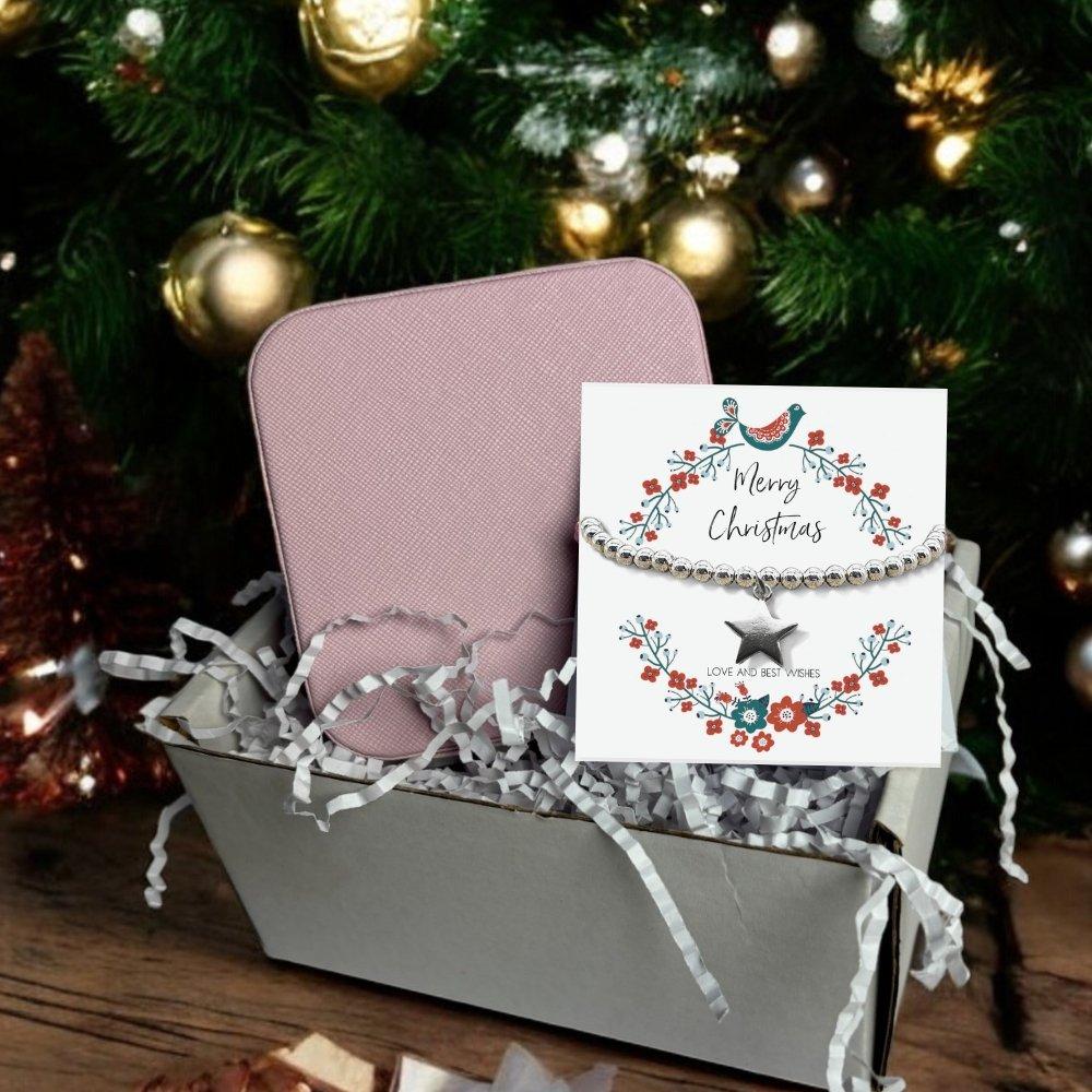 Silver / Pink - Aye Do Gifts - Xmas Star Gift Hamper Star Bracelet & Jewel Box - 1