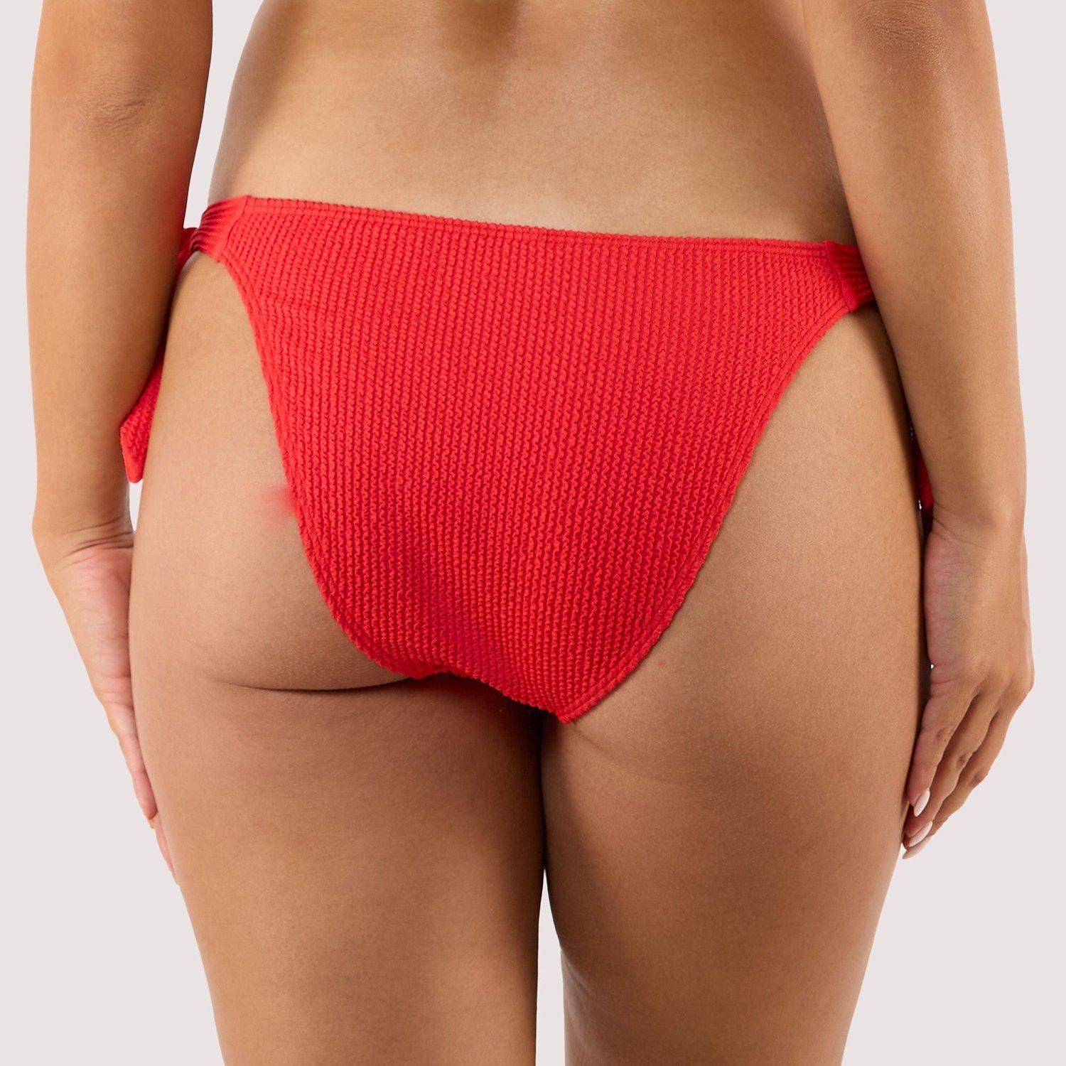 Red - Peek and Beau - Hattie Red crinkle tie side brief - 3