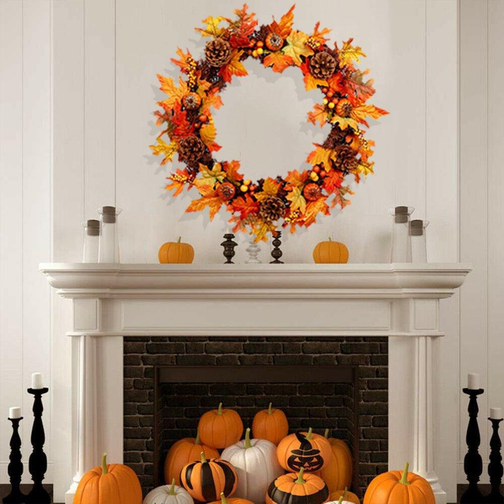 Orangeyellow - LIFE IDEAS - Artificial Maple Leaf Wreath for Halloween - 3