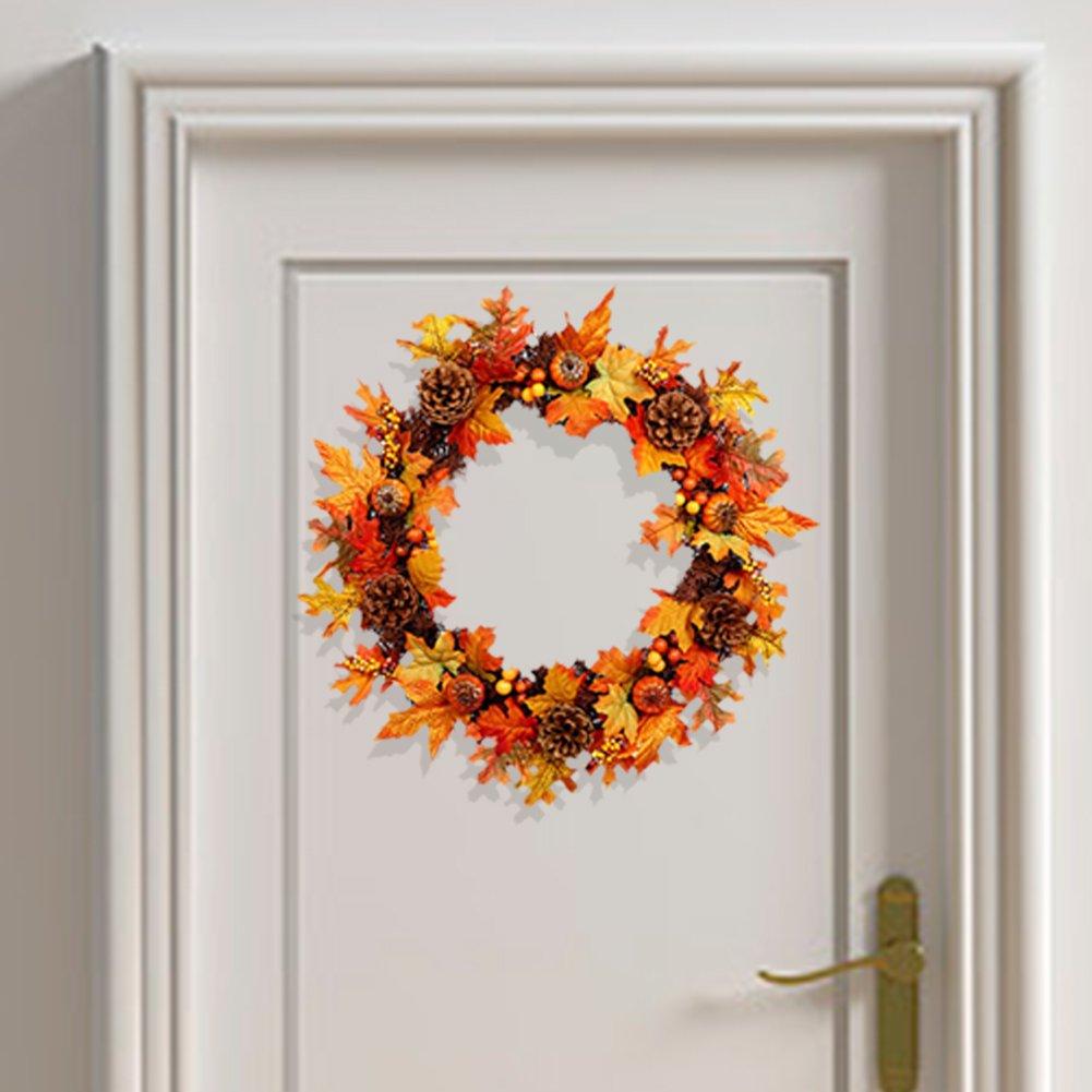 Orangeyellow - LIFE IDEAS - Artificial Maple Leaf Wreath for Halloween - 4