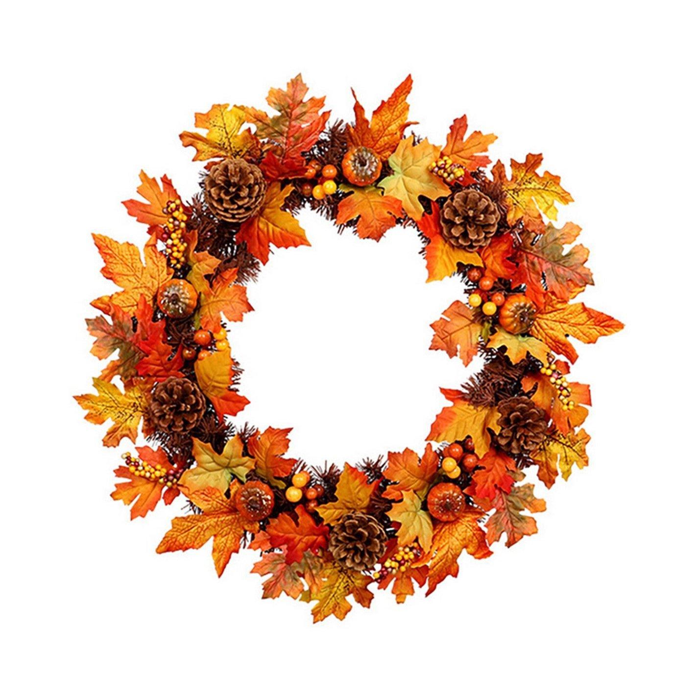 Orangeyellow - LIFE IDEAS - Artificial Maple Leaf Wreath for Halloween - 5