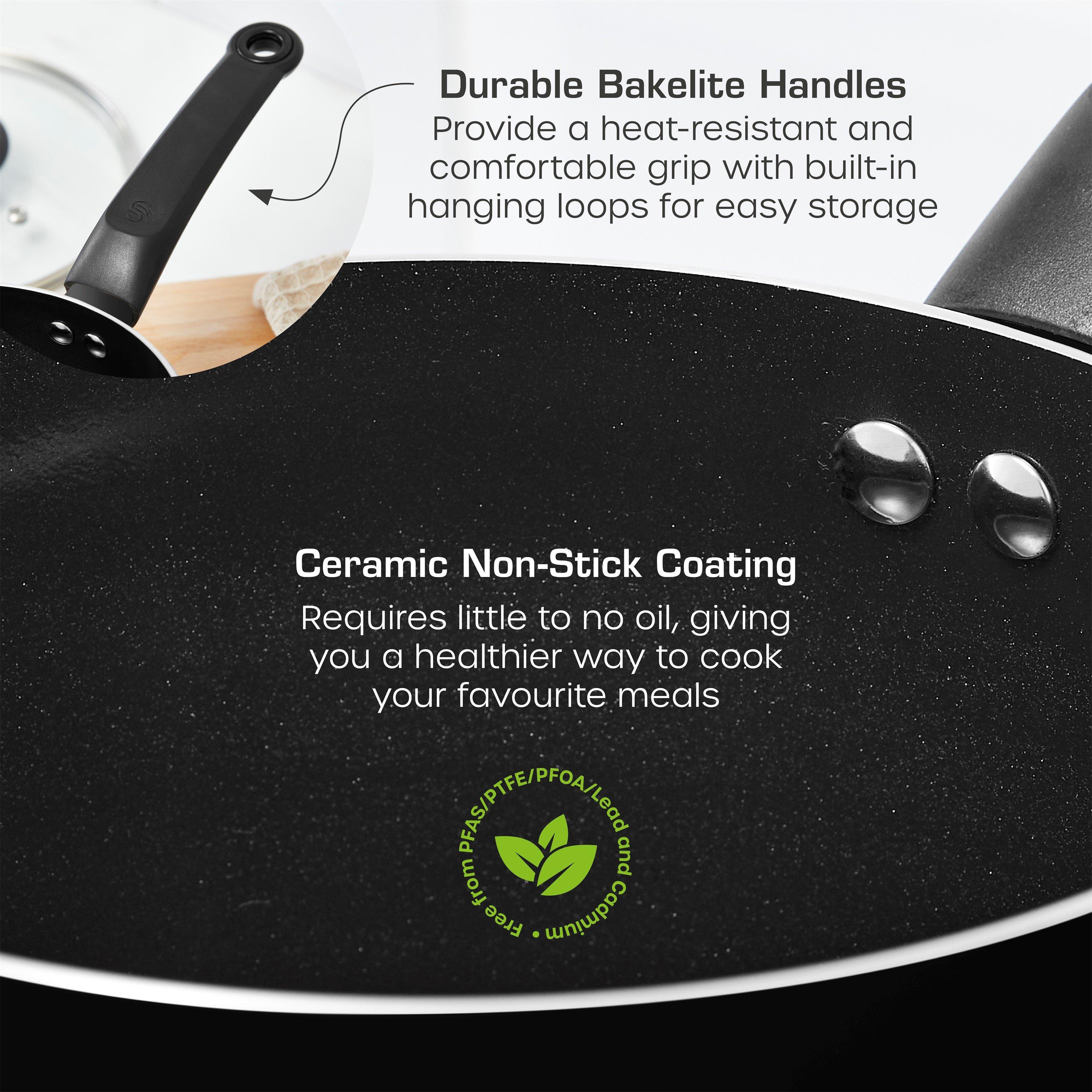 Black - Swan - Townhouse 3 Piece Saucepan Set Black - 4