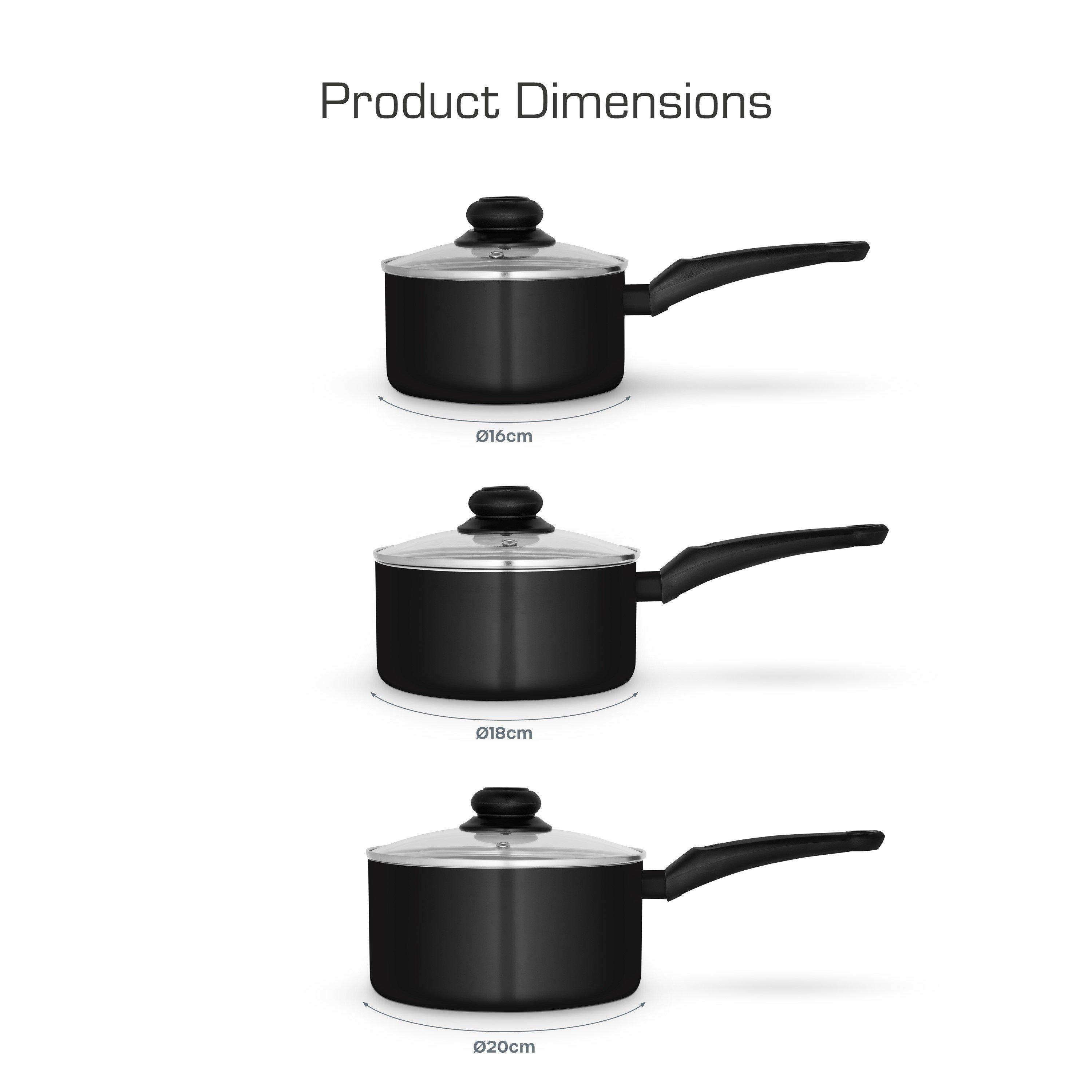 Black - Swan - Townhouse 3 Piece Saucepan Set Black - 6
