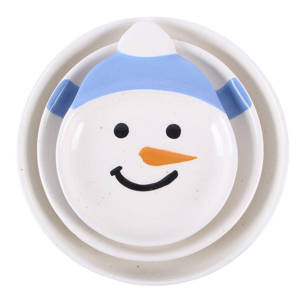 White - Something Different - Set of 3 Winter Snowmen Stacking Bowls - 3