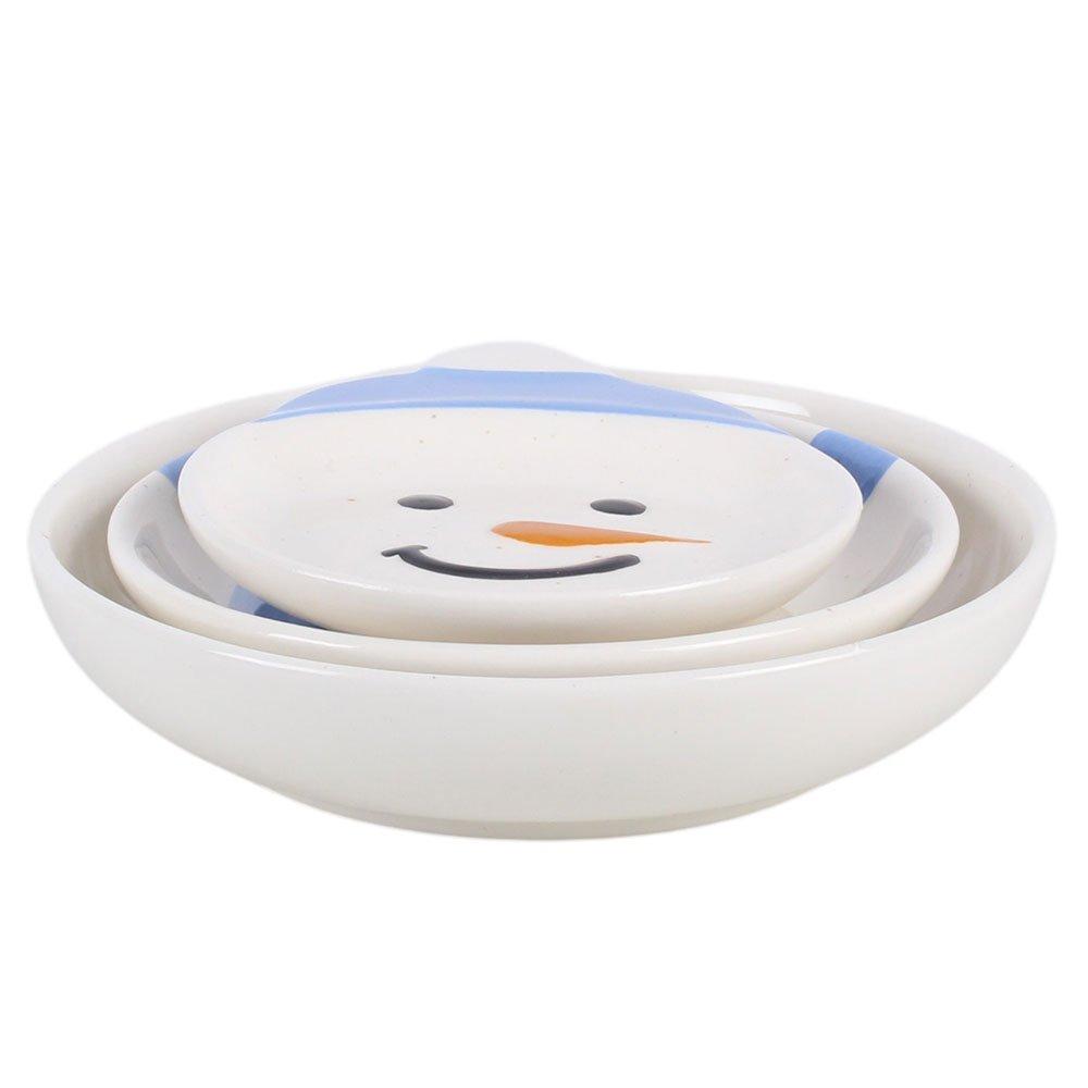 White - Something Different - Set of 3 Winter Snowmen Stacking Bowls - 4