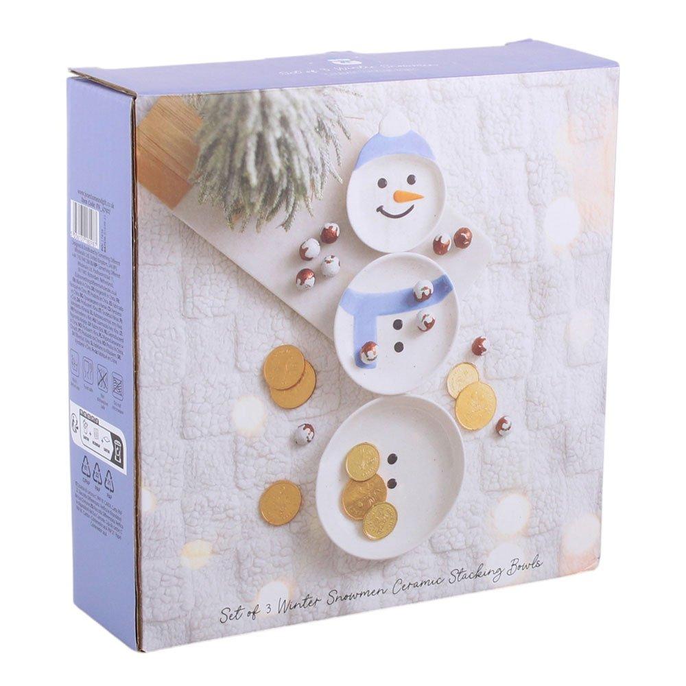 White - Something Different - Set of 3 Winter Snowmen Stacking Bowls - 5