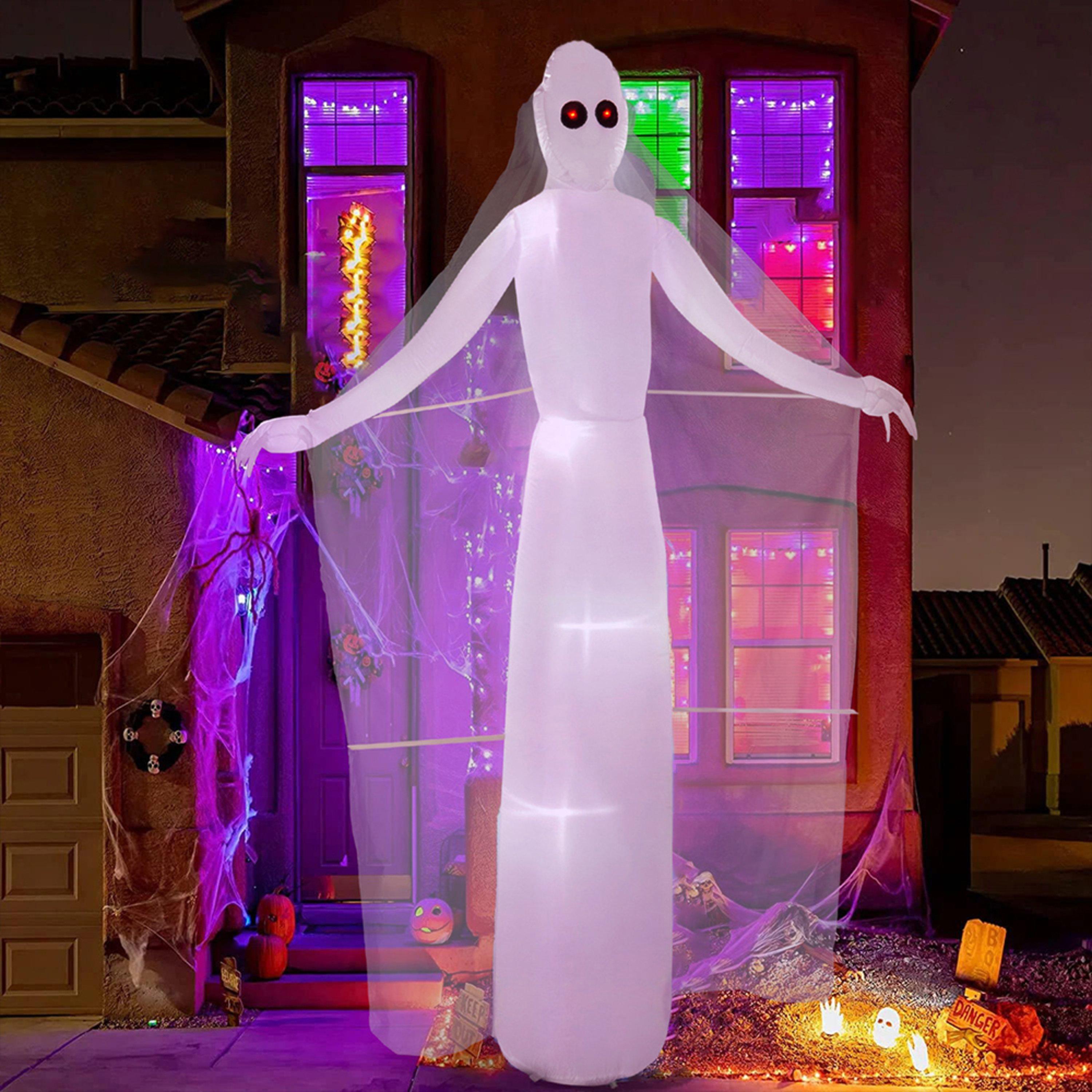 White - LIFE IDEAS - Tall Ghost Bribe with Red Eyes Inflatable - 2
