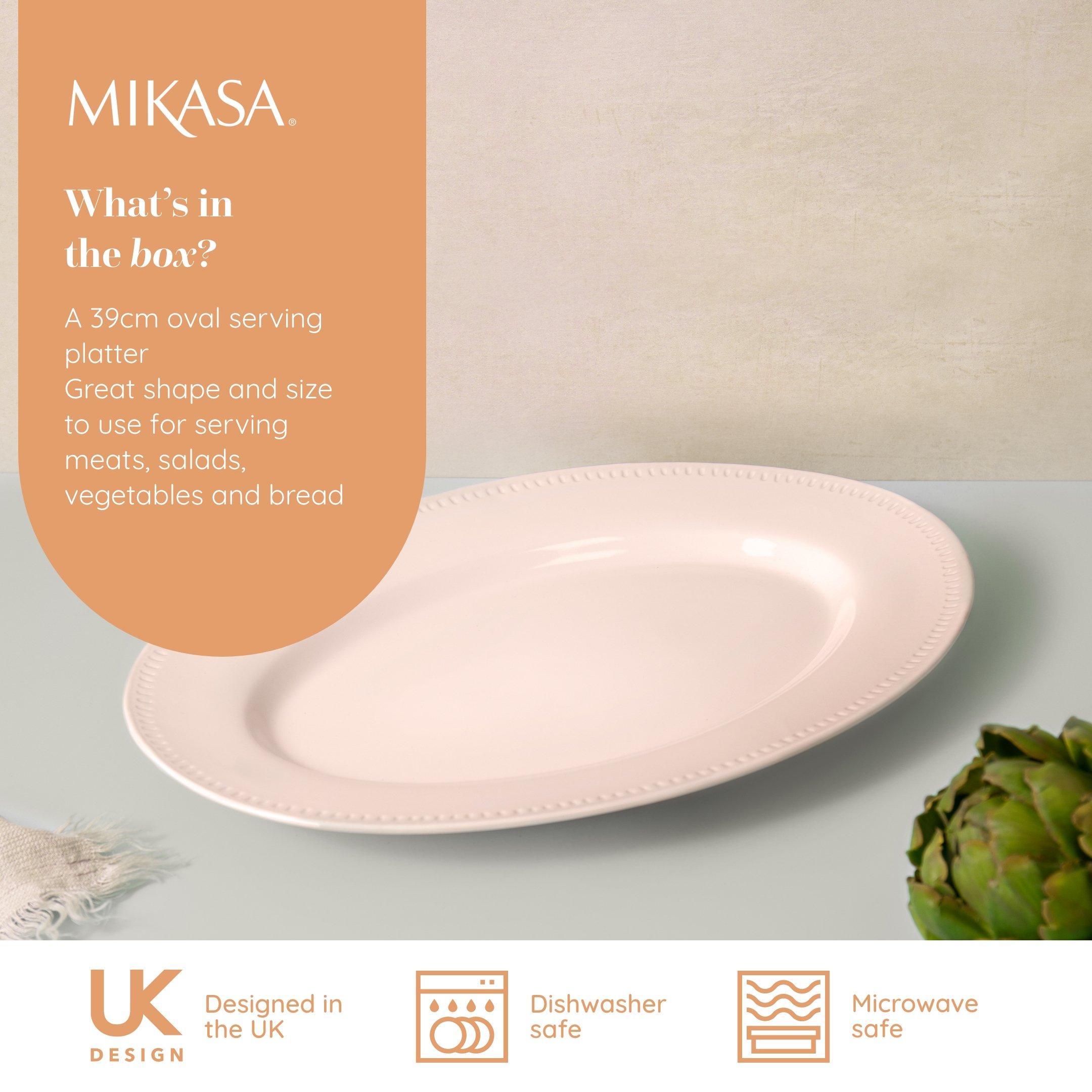 White - Mikasa - Mikasa Cranborne Stoneware Oval Serving Platter - 2