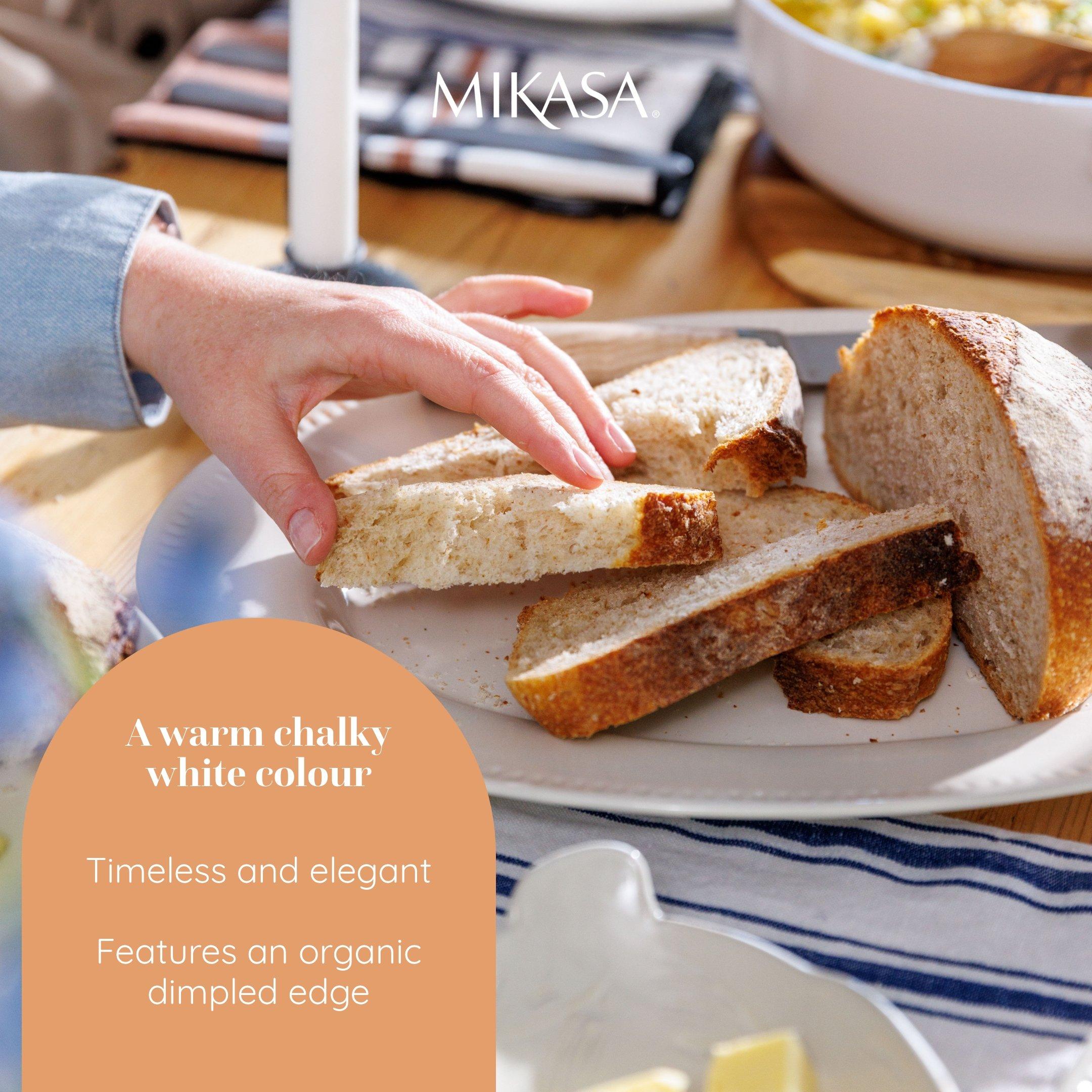 White - Mikasa - Mikasa Cranborne Stoneware Oval Serving Platter - 3