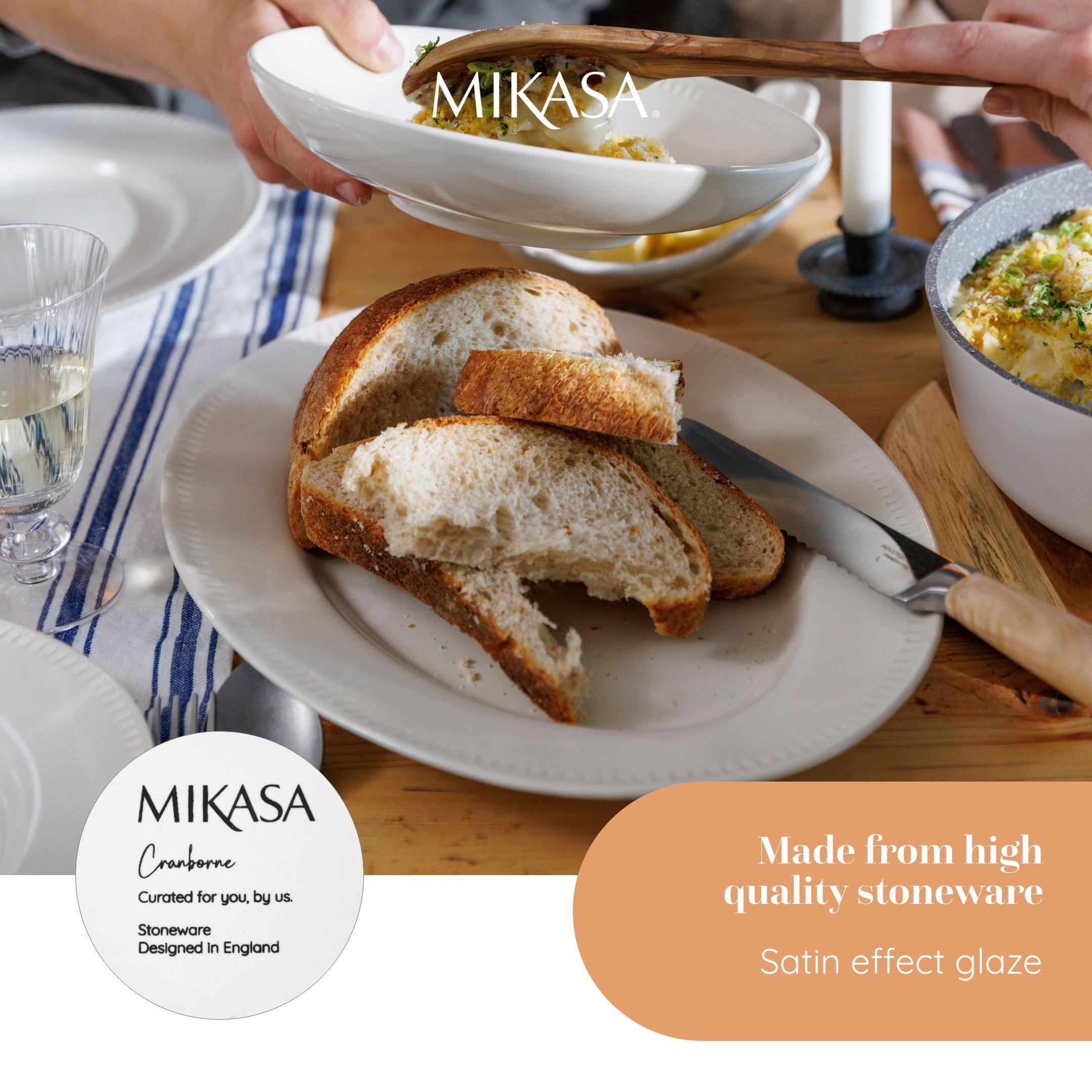 White - Mikasa - Mikasa Cranborne Stoneware Oval Serving Platter - 4