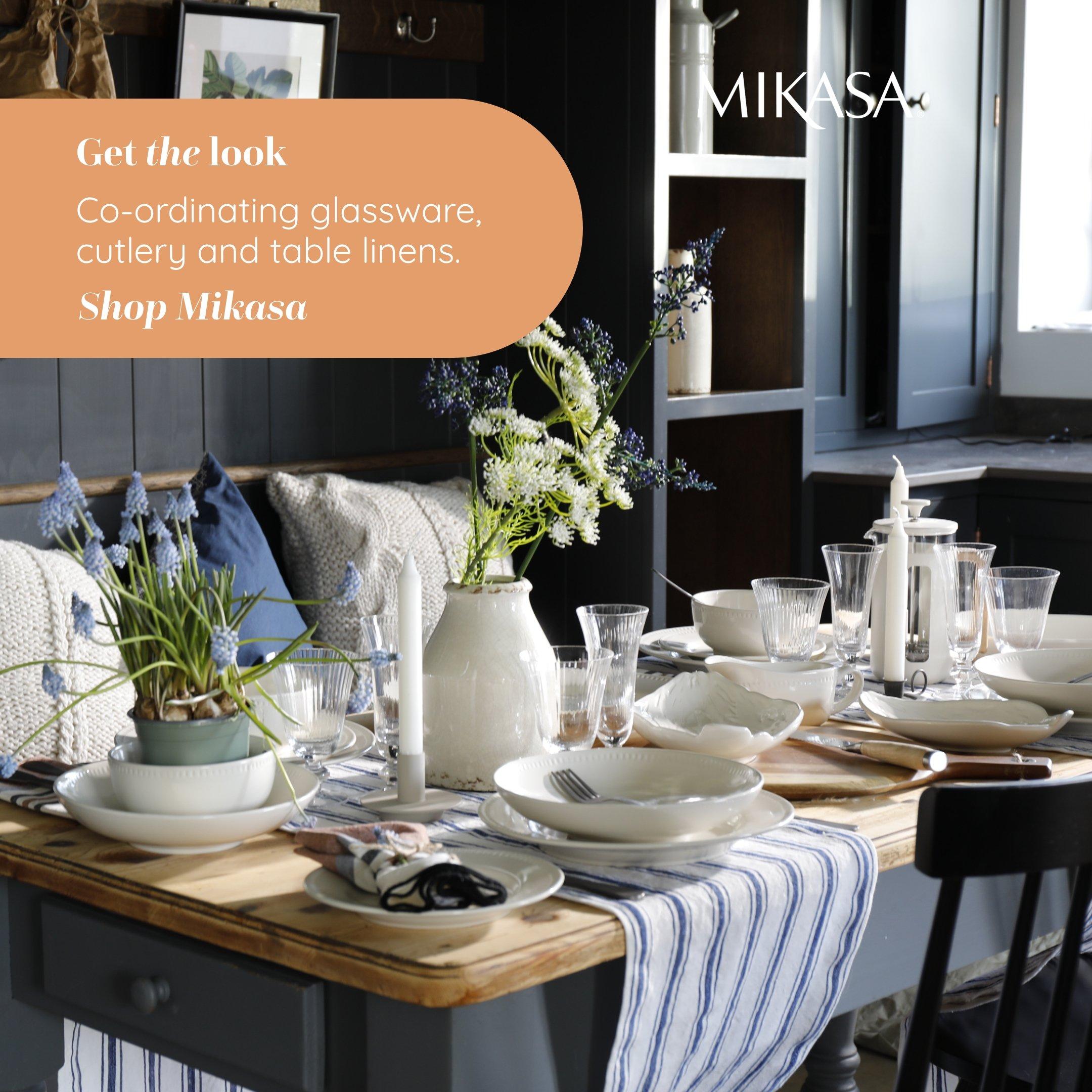 White - Mikasa - Mikasa Cranborne Stoneware Oval Serving Platter - 6