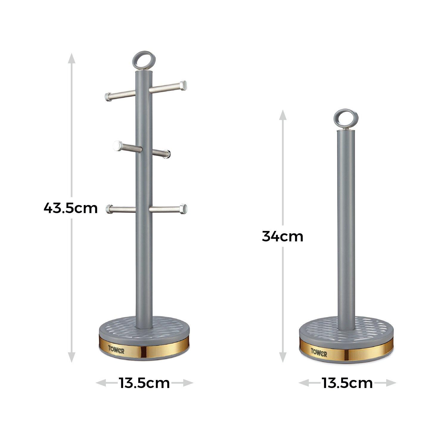 Grey - Tower - Empire 6 Cup Mug Tree And Towel Pole Set - 7