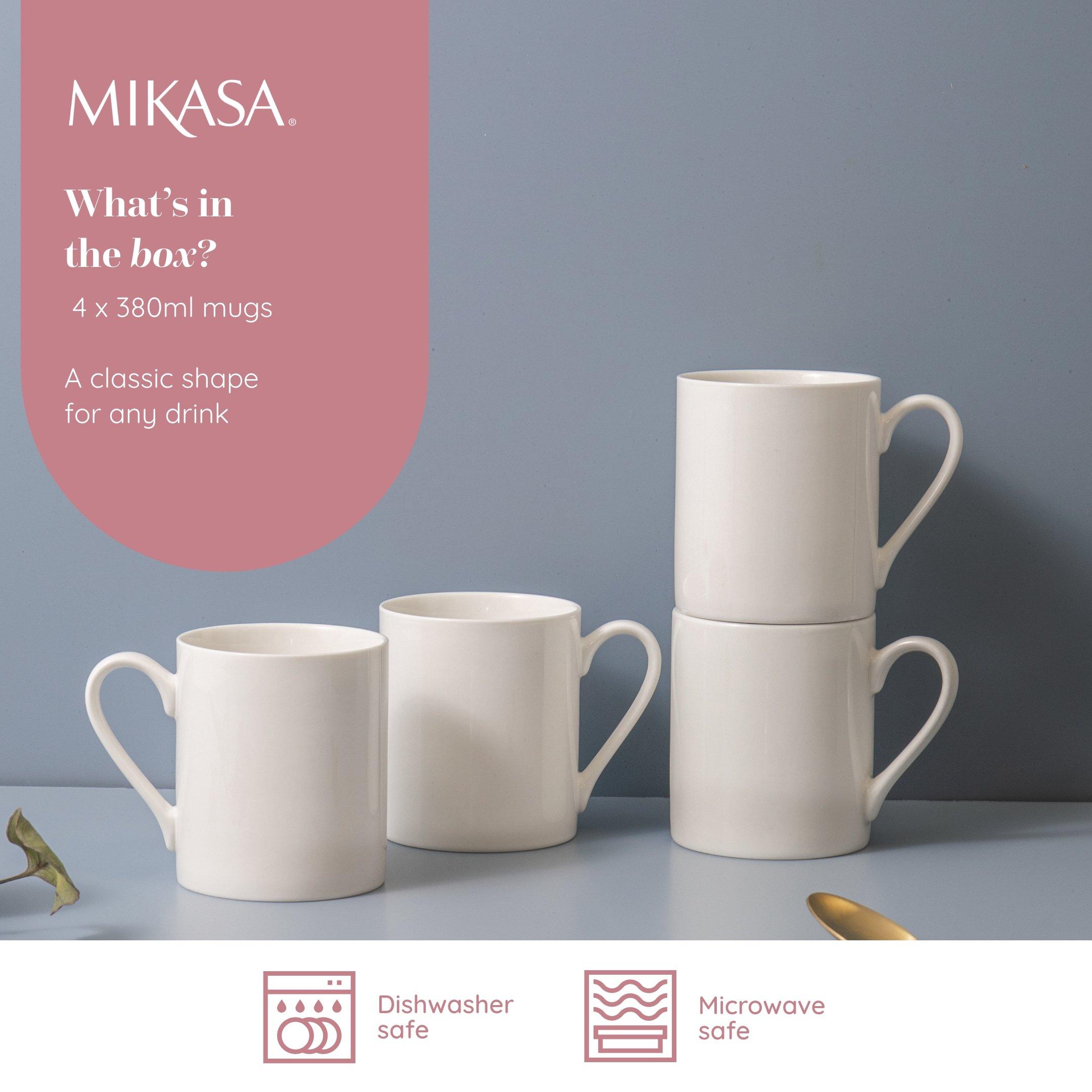 White - Mikasa - Mikasa Egret China Mugs, Set of 4, 380ml, White - 2