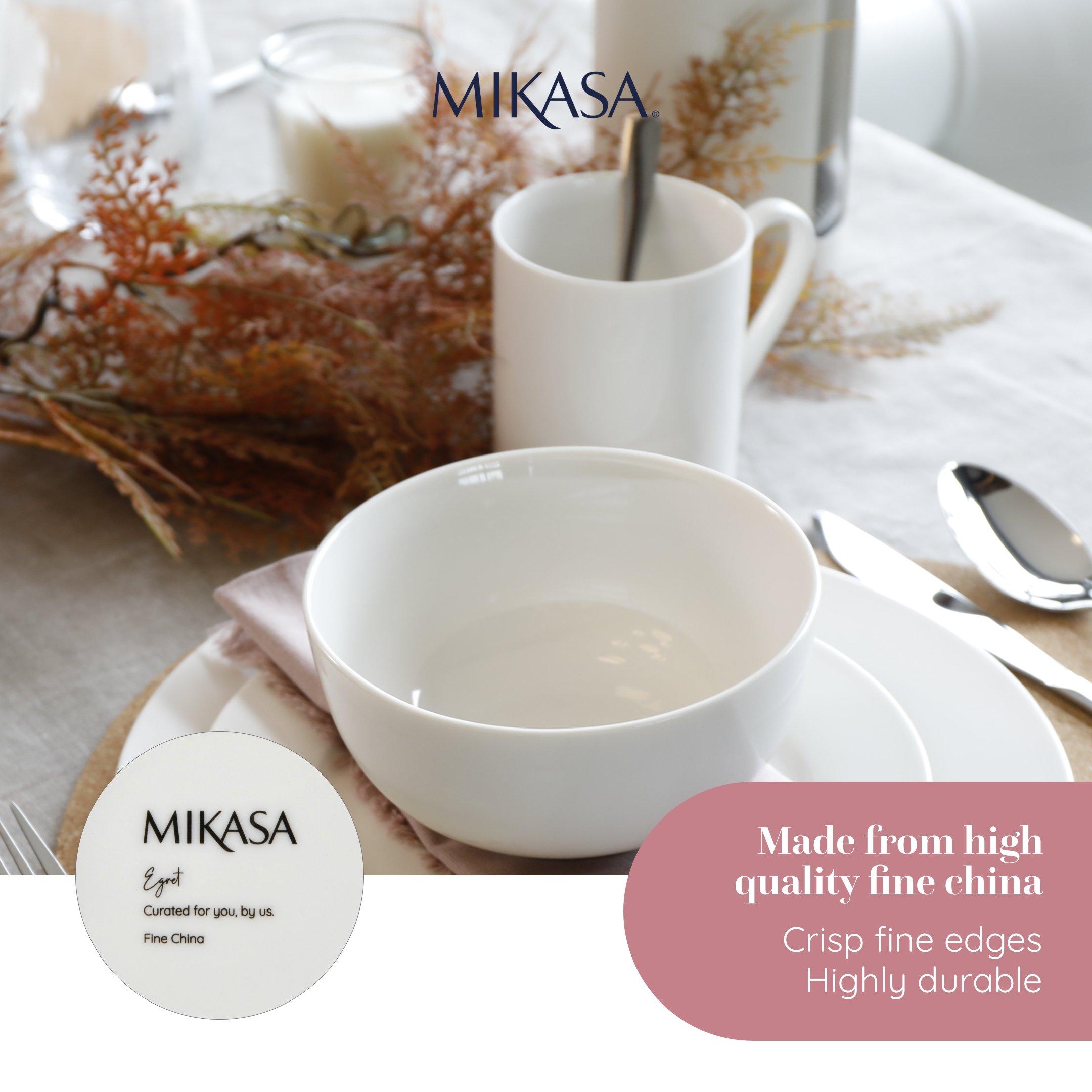 White - Mikasa - Mikasa Egret China Mugs, Set of 4, 380ml, White - 4