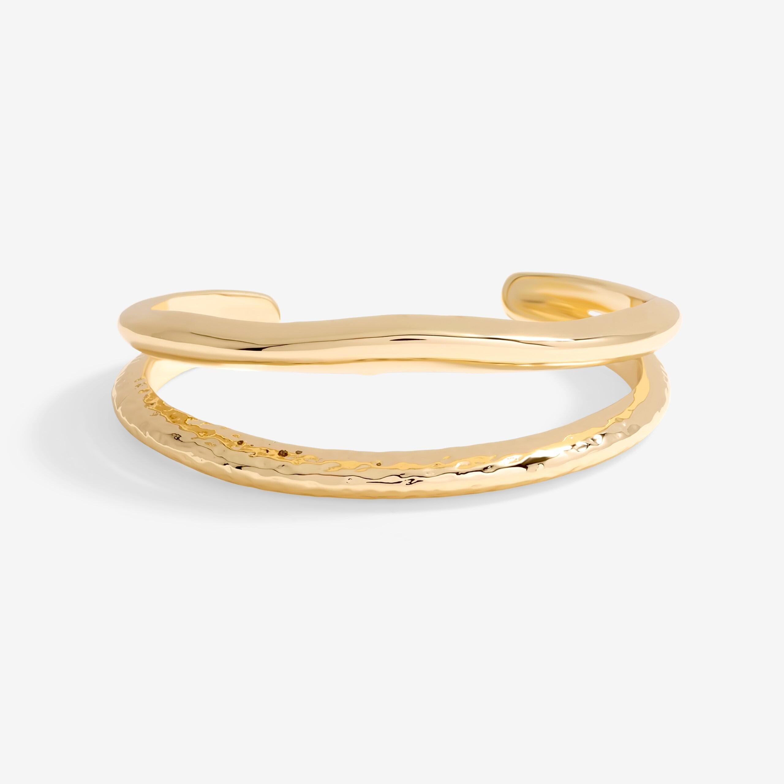 Silver - Jon Richard - Gold Plated Hammered And Polished Cuff - 1