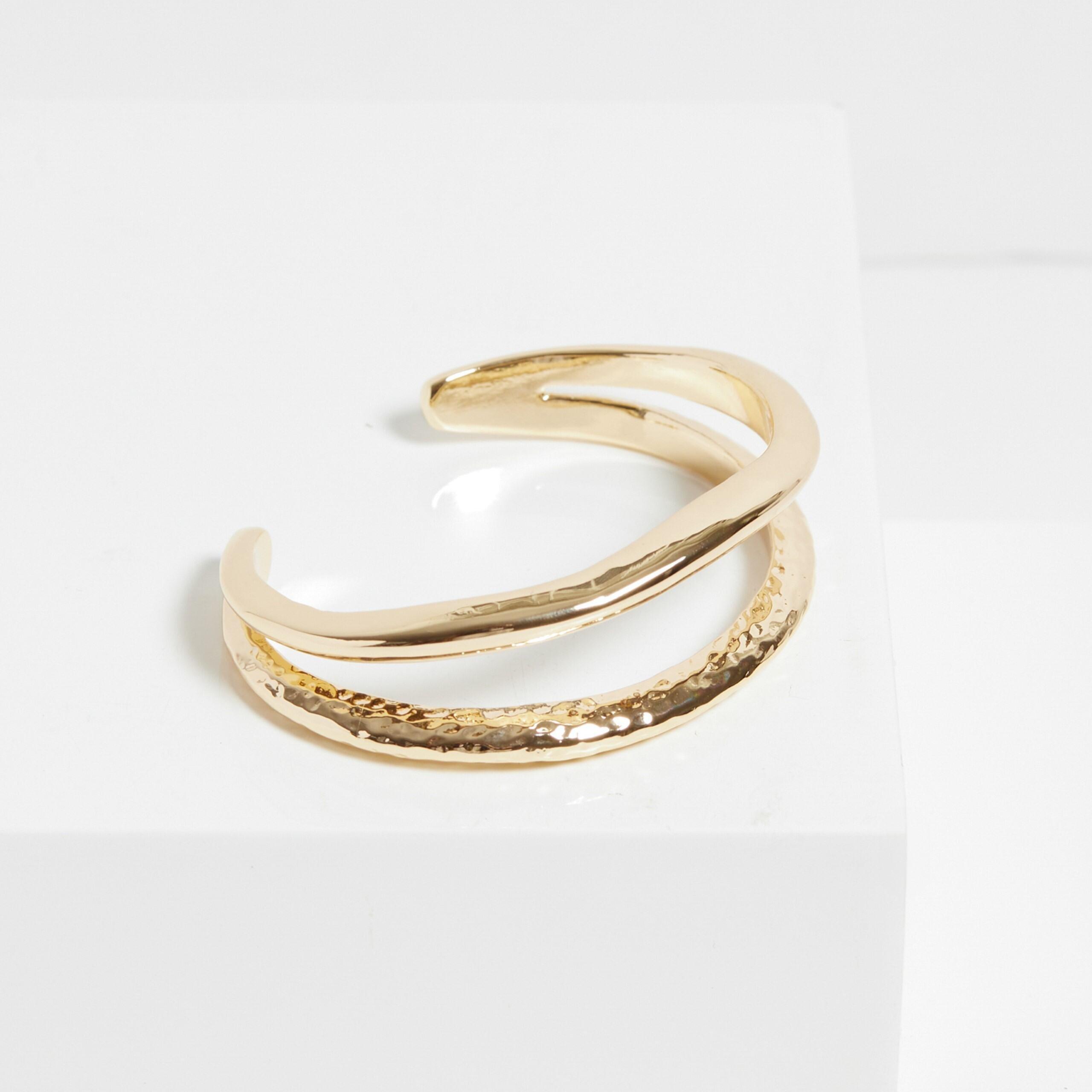 Silver - Jon Richard - Gold Plated Hammered And Polished Cuff - 5