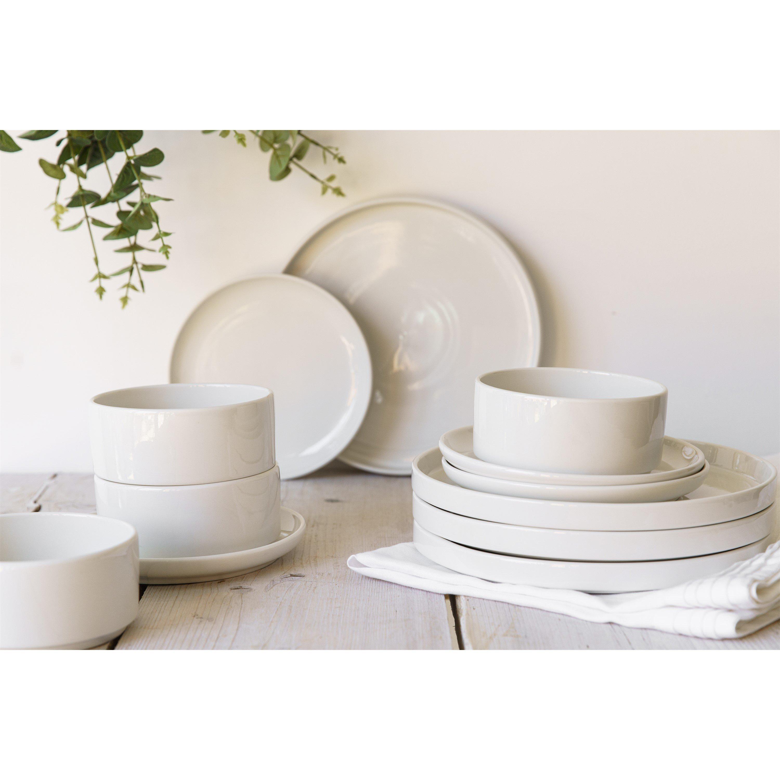 White - Mikasa - Mikasa Camberlie Porcelain 12-Piece Dinner Set - 5