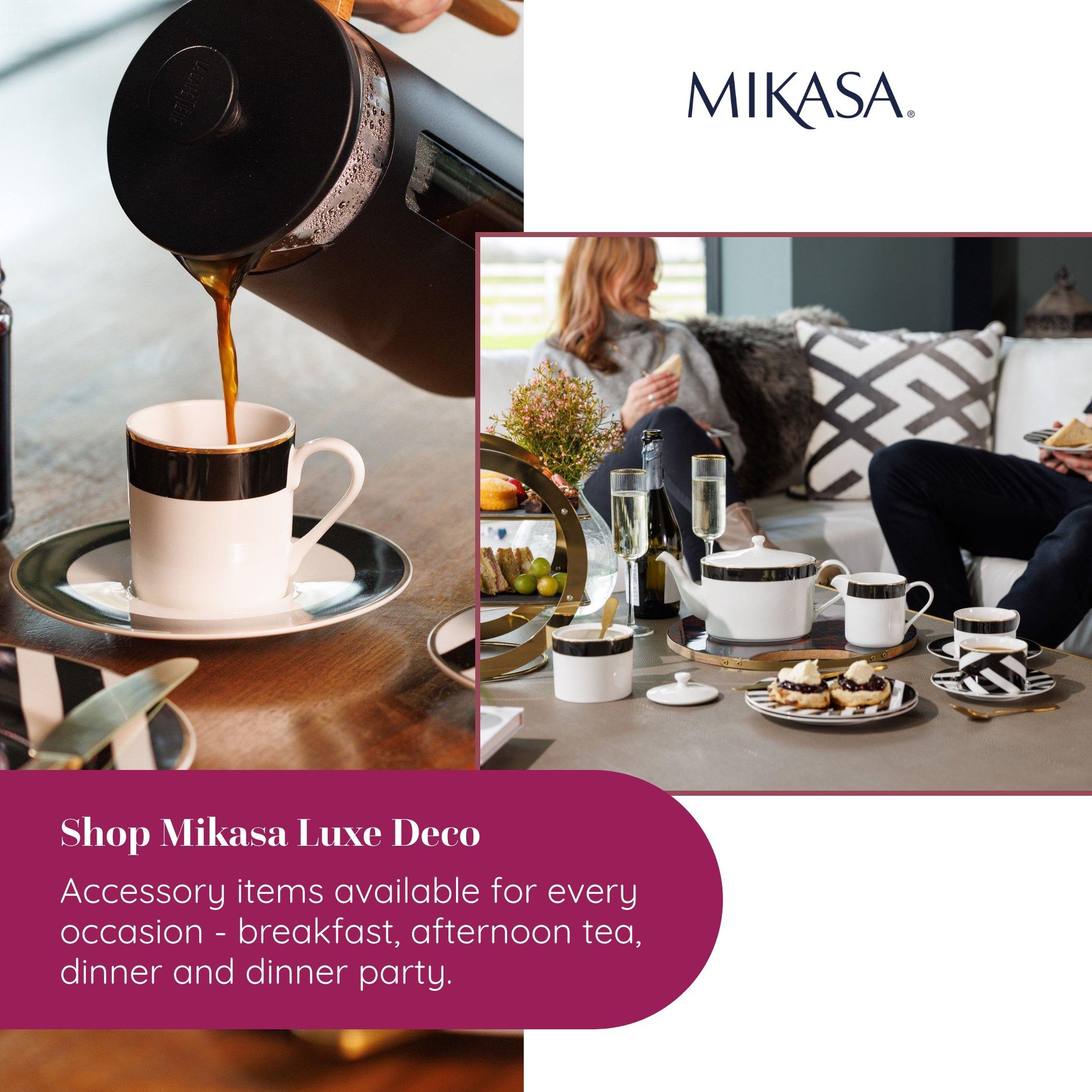 Black / White - Mikasa - Mikasa Luxe Deco China Mugs, Set of 4, 380ml - 5