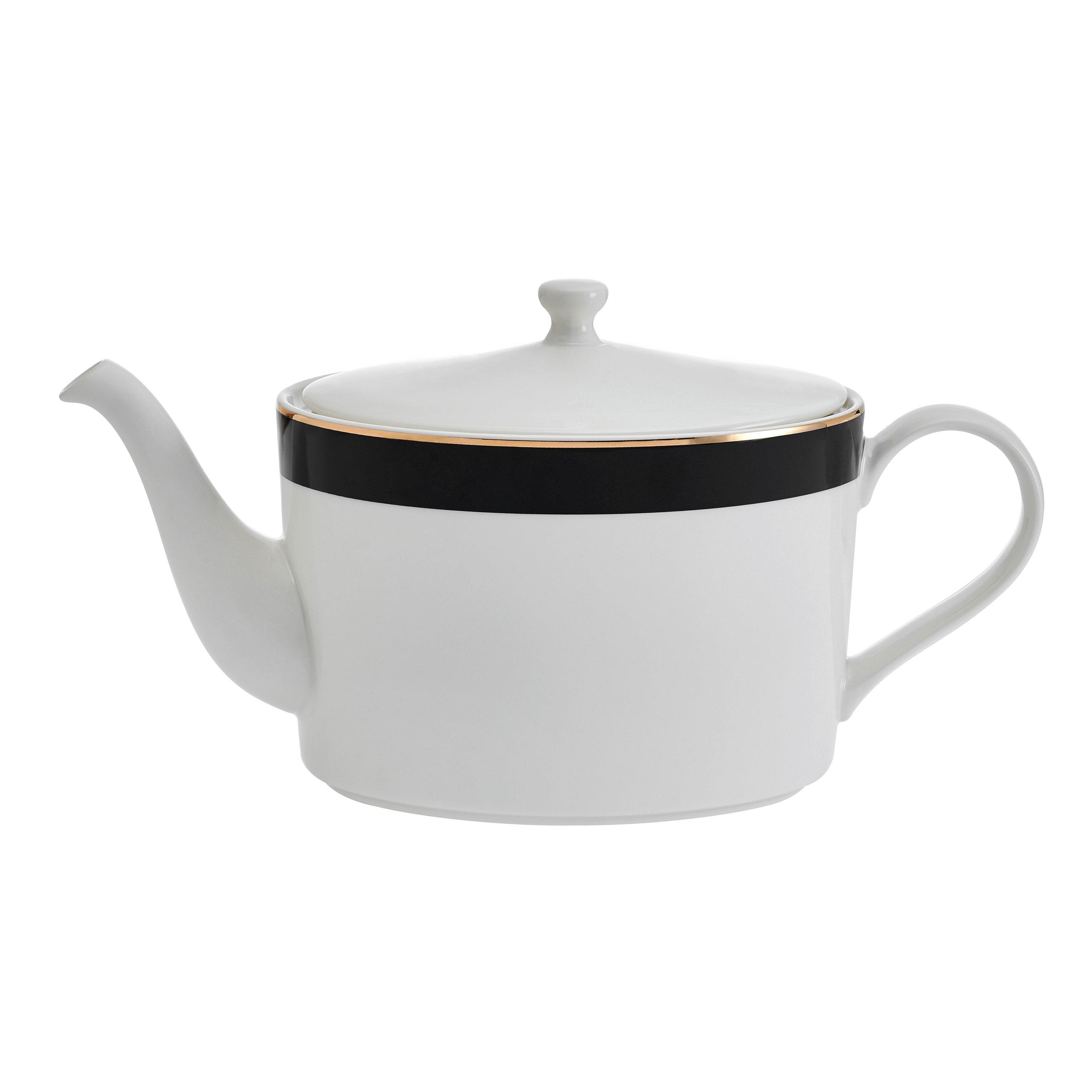 Black / White - Mikasa - Mikasa Luxe Deco 4-Cup China Teapot, White - 1
