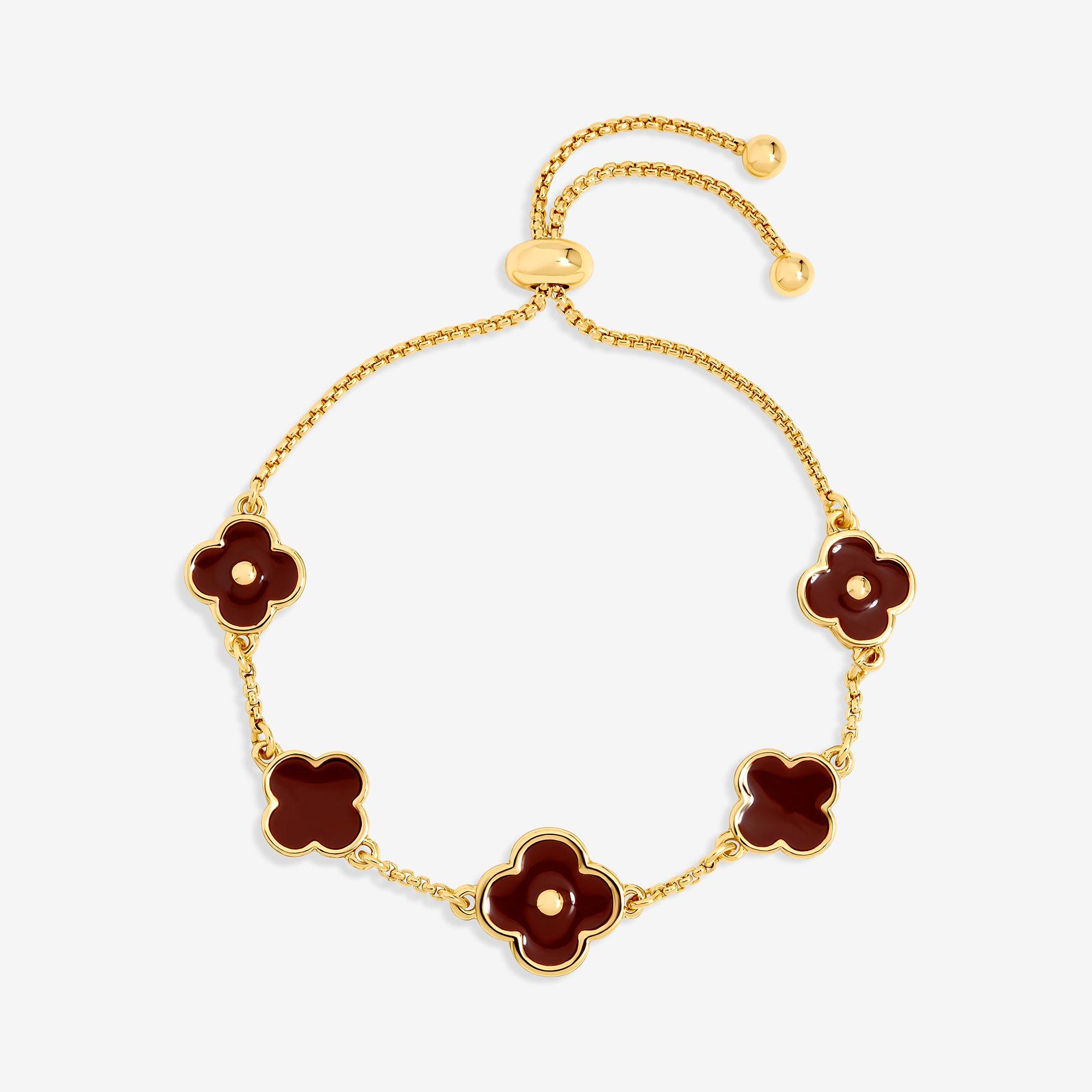Gold - Mood - Mood Gold Polished & Burgundy Clover Bracelet - 1
