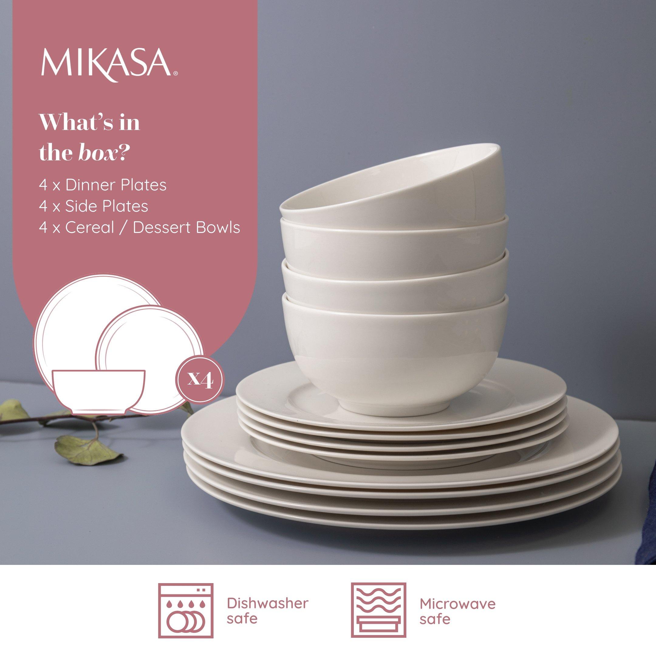 White - Mikasa - Mikasa Egret 12-Piece China Dinner Set, White - 2