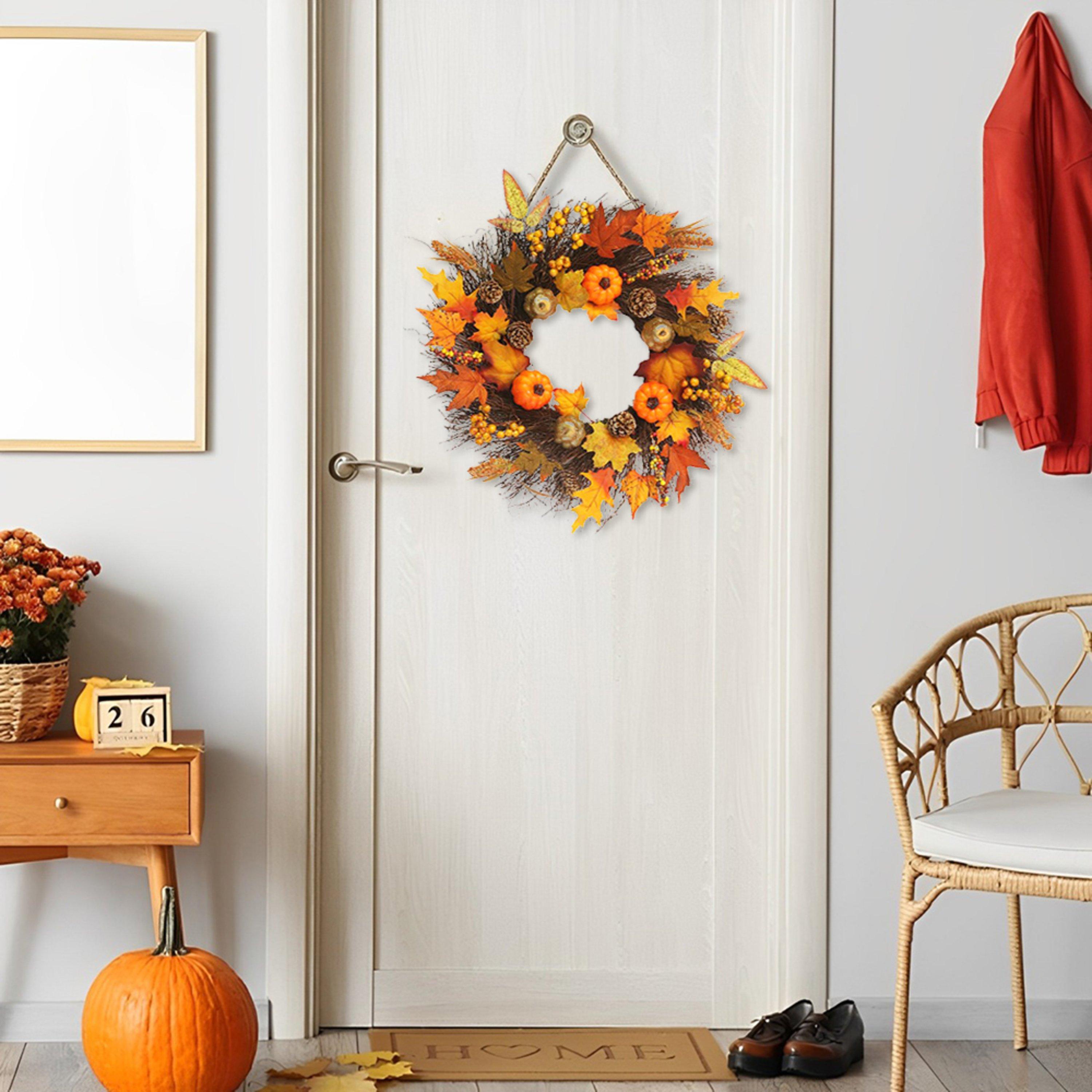 Orangeyellow - LIFE IDEAS - Artificial Autumn Halloween Prelit Wreath - 2