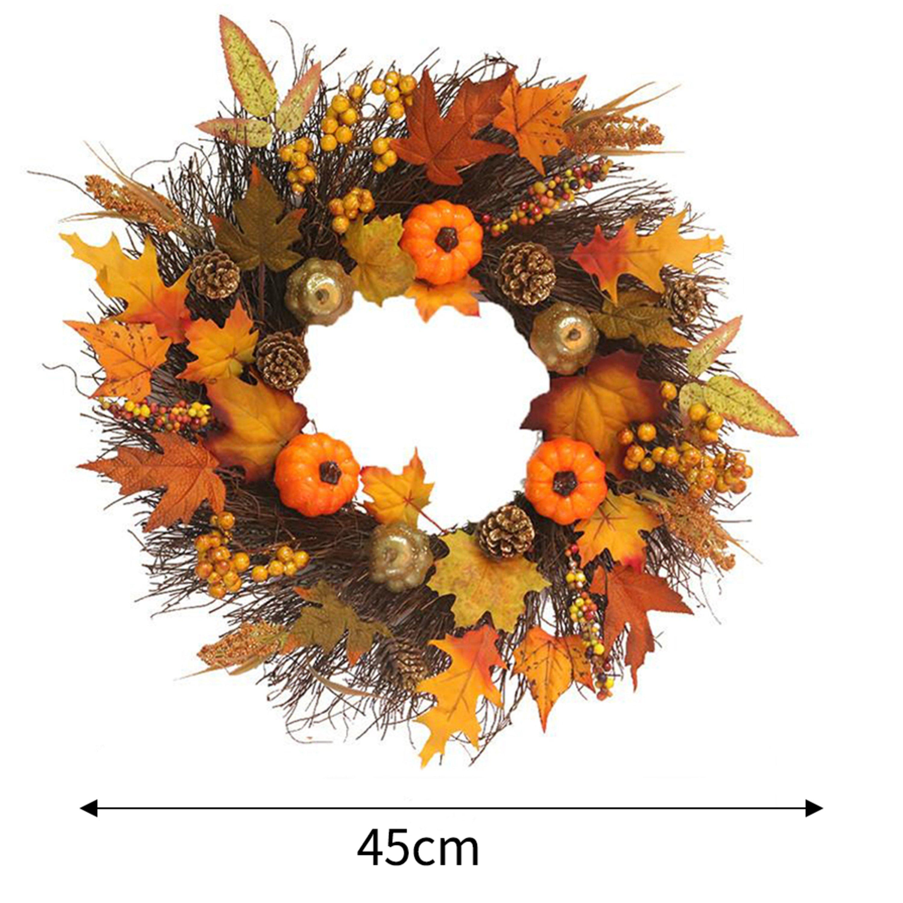 Orangeyellow - LIFE IDEAS - Artificial Autumn Halloween Prelit Wreath - 12