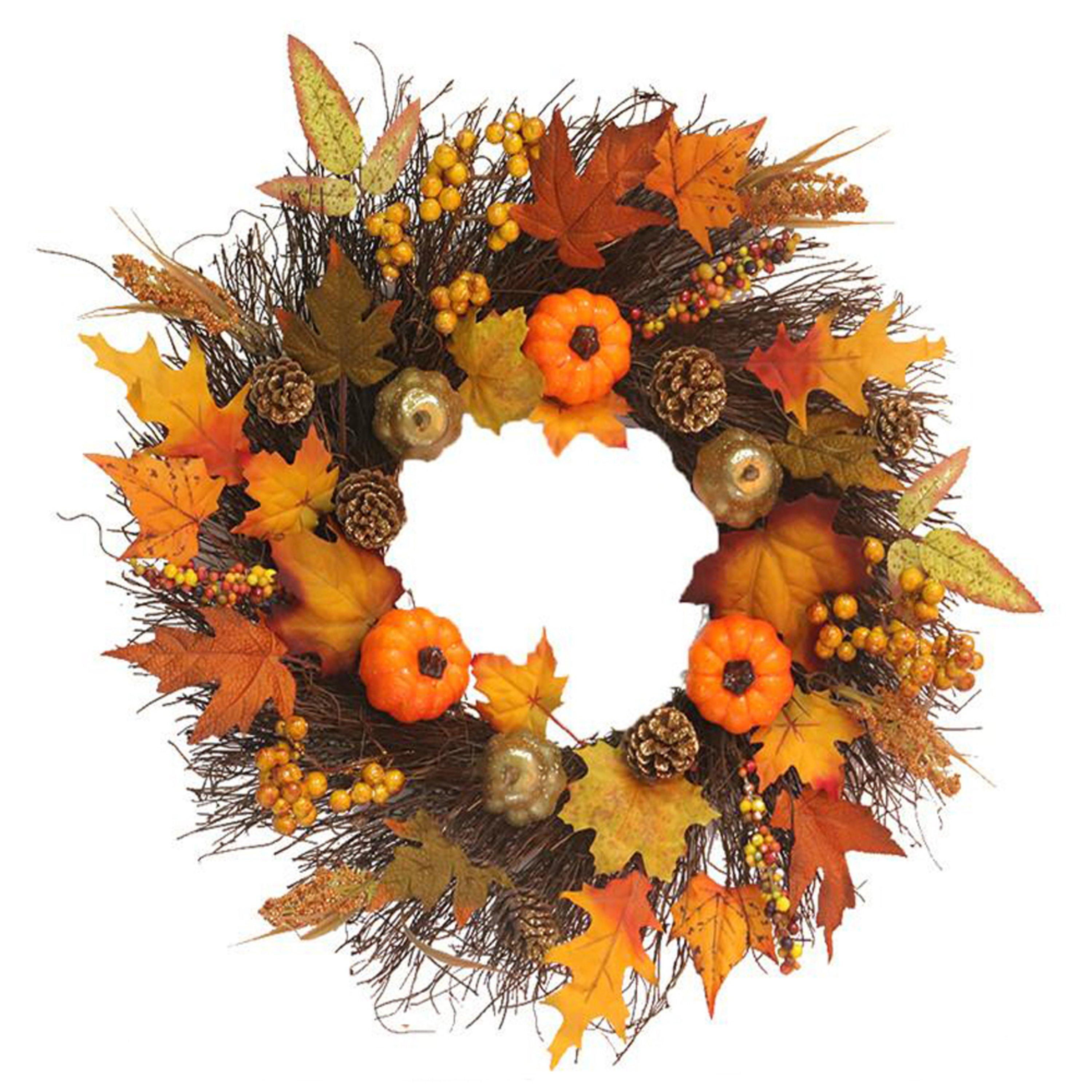 Orangeyellow - LIFE IDEAS - Artificial Autumn Halloween Prelit Wreath - 3