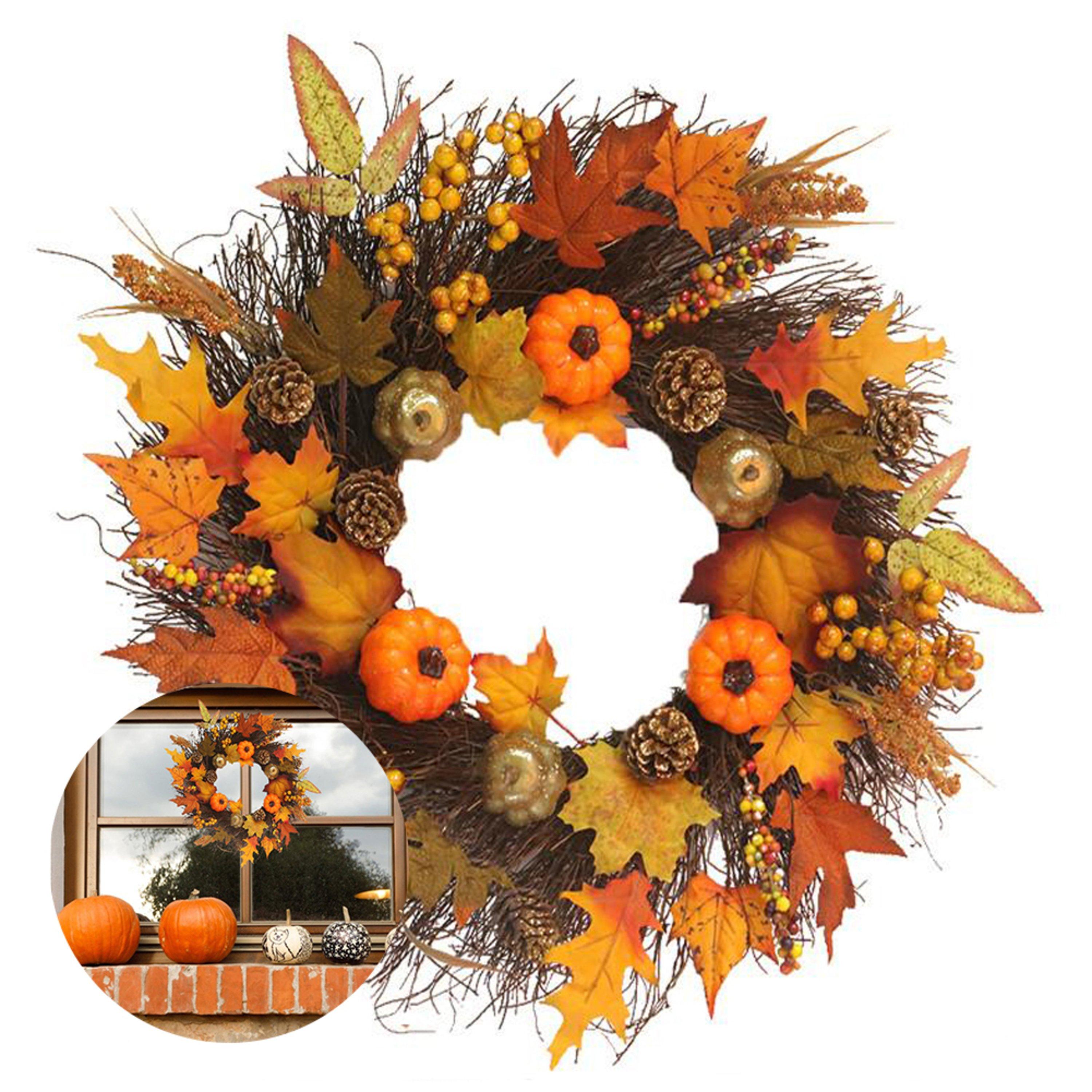 Orangeyellow - LIFE IDEAS - Artificial Autumn Halloween Prelit Wreath - 4