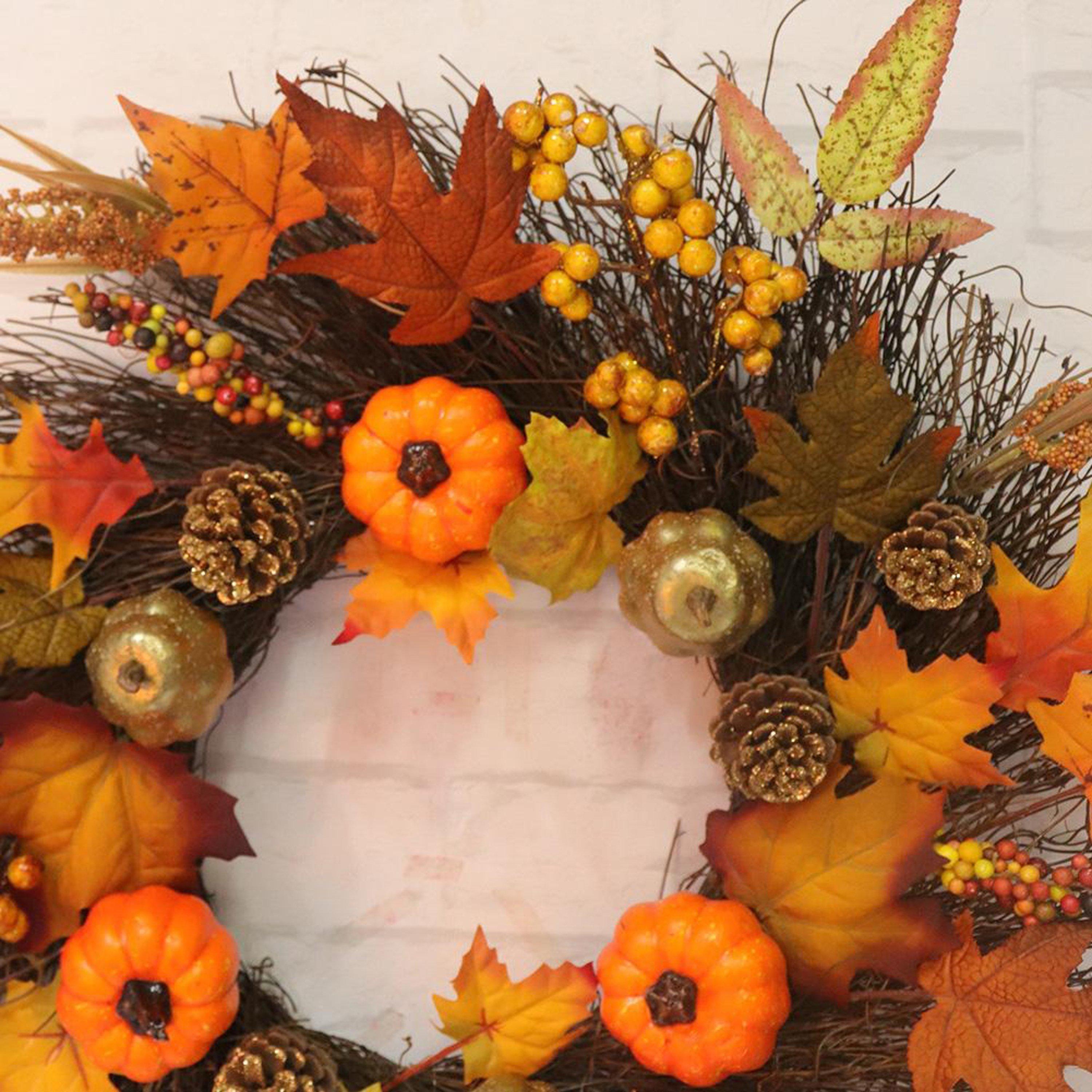Orangeyellow - LIFE IDEAS - Artificial Autumn Halloween Prelit Wreath - 7