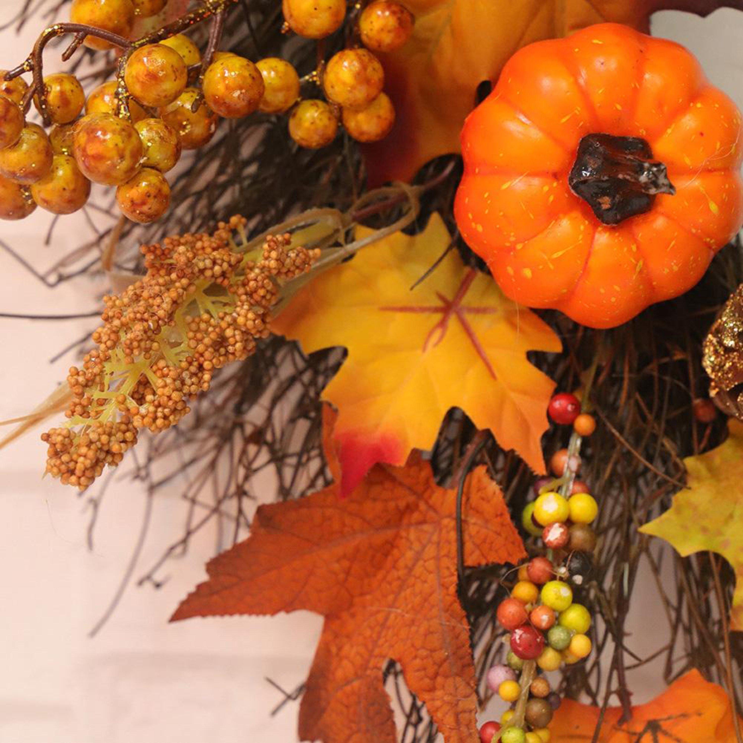 Orangeyellow - LIFE IDEAS - Artificial Autumn Halloween Prelit Wreath - 8