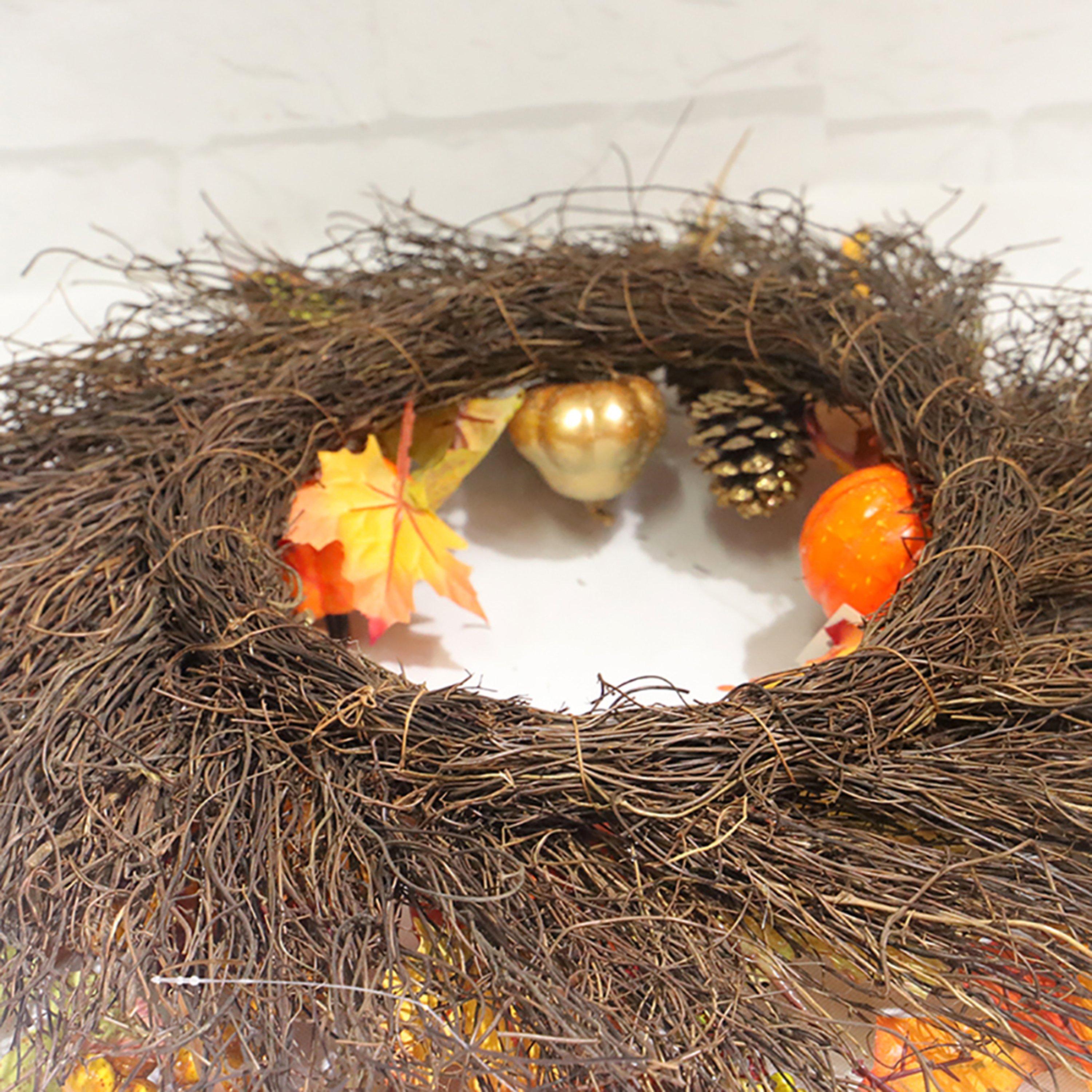 Orangeyellow - LIFE IDEAS - Artificial Autumn Halloween Prelit Wreath - 9
