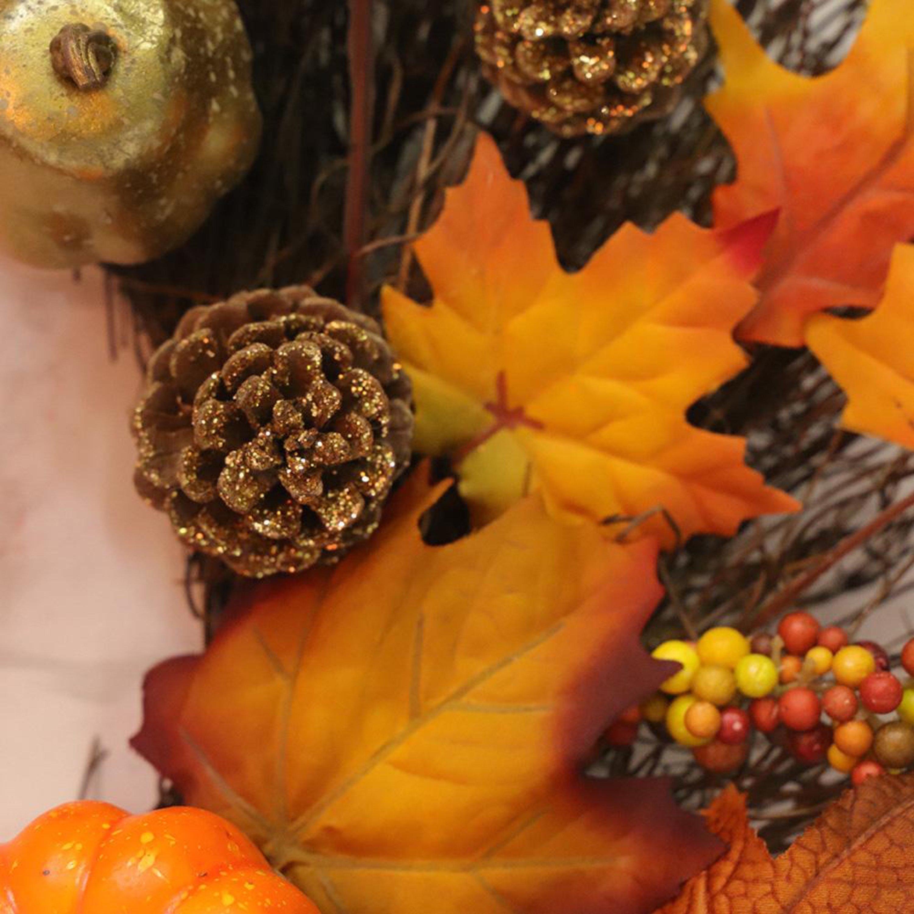 Orangeyellow - LIFE IDEAS - Artificial Autumn Halloween Prelit Wreath - 10