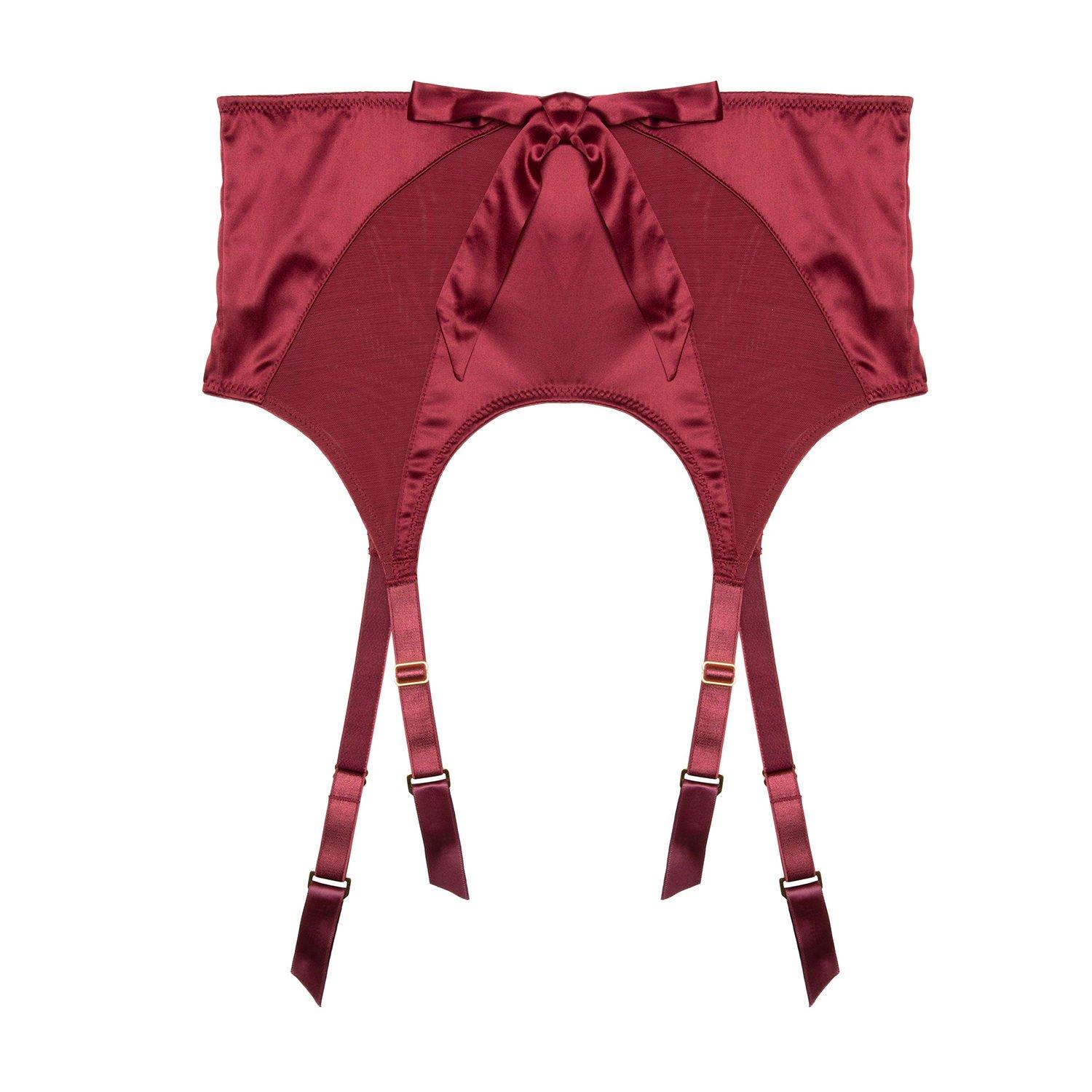Red - Playful Promises - Etta Red Mesh & Satin  Suspender Belt - 3