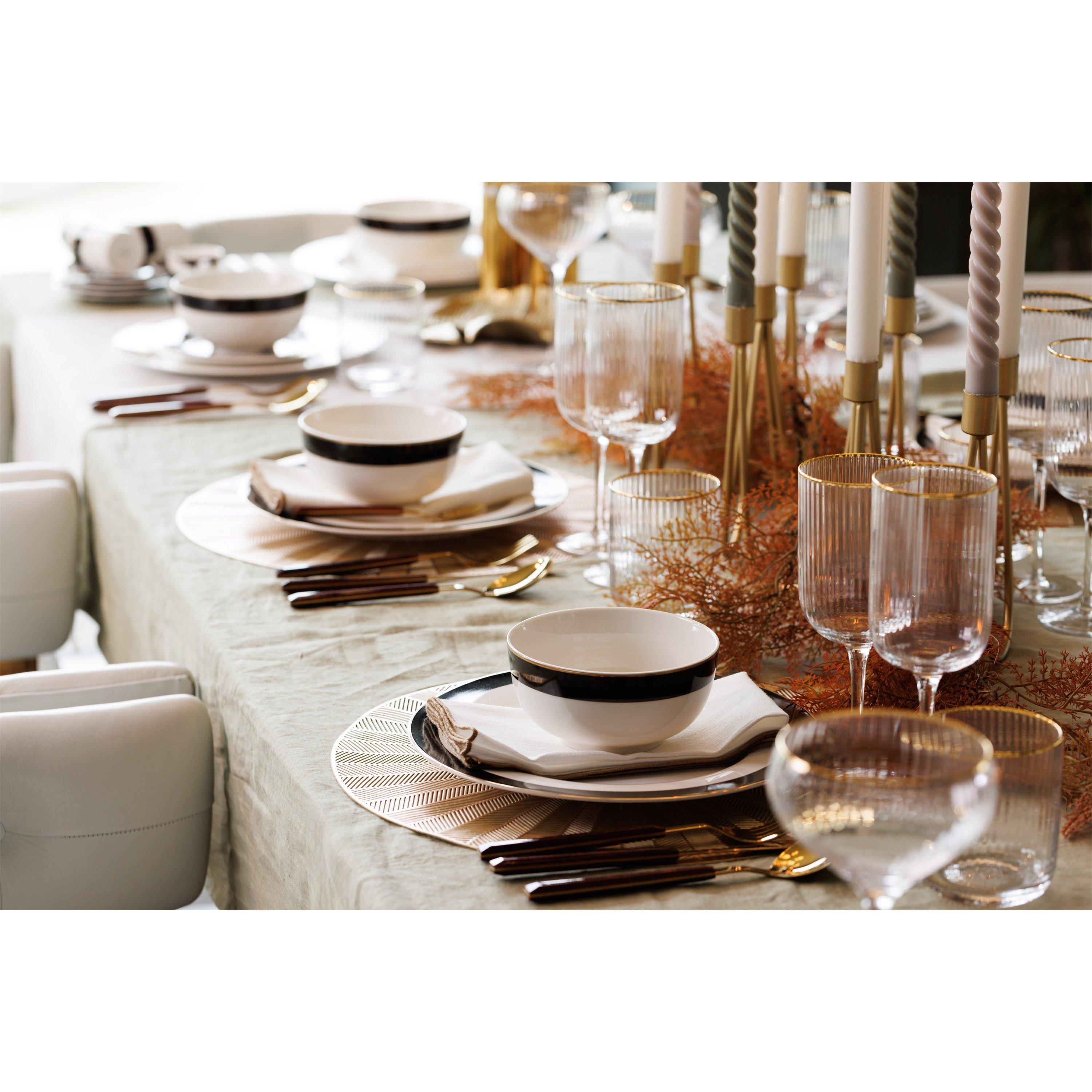 Black / White - Mikasa - Mikasa Luxe Deco China Cereal Bowls, Set of 4 - 3