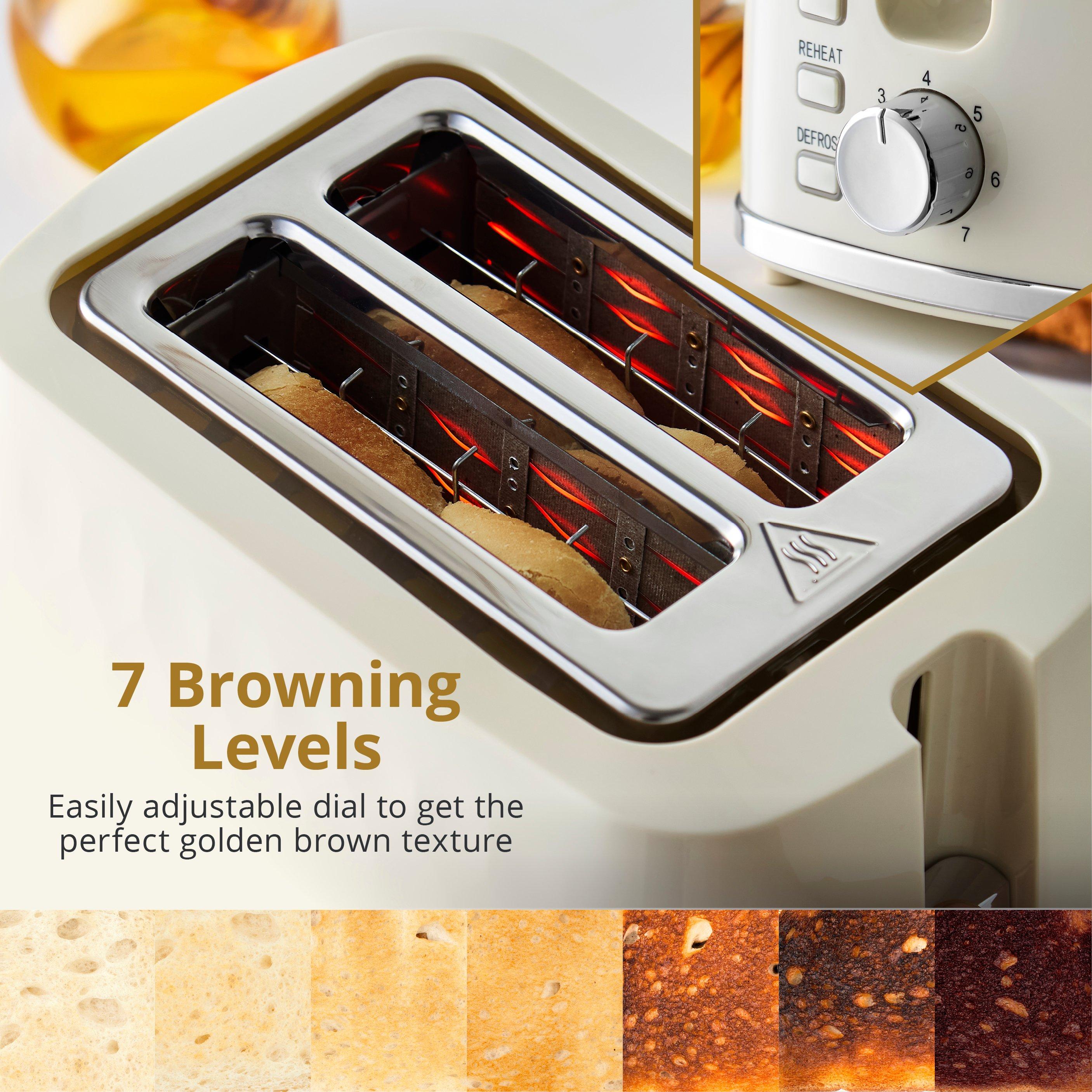 Cream - Swan - Hexton 900W 2 Slice Toaster Cream with Chrome Acce - 3