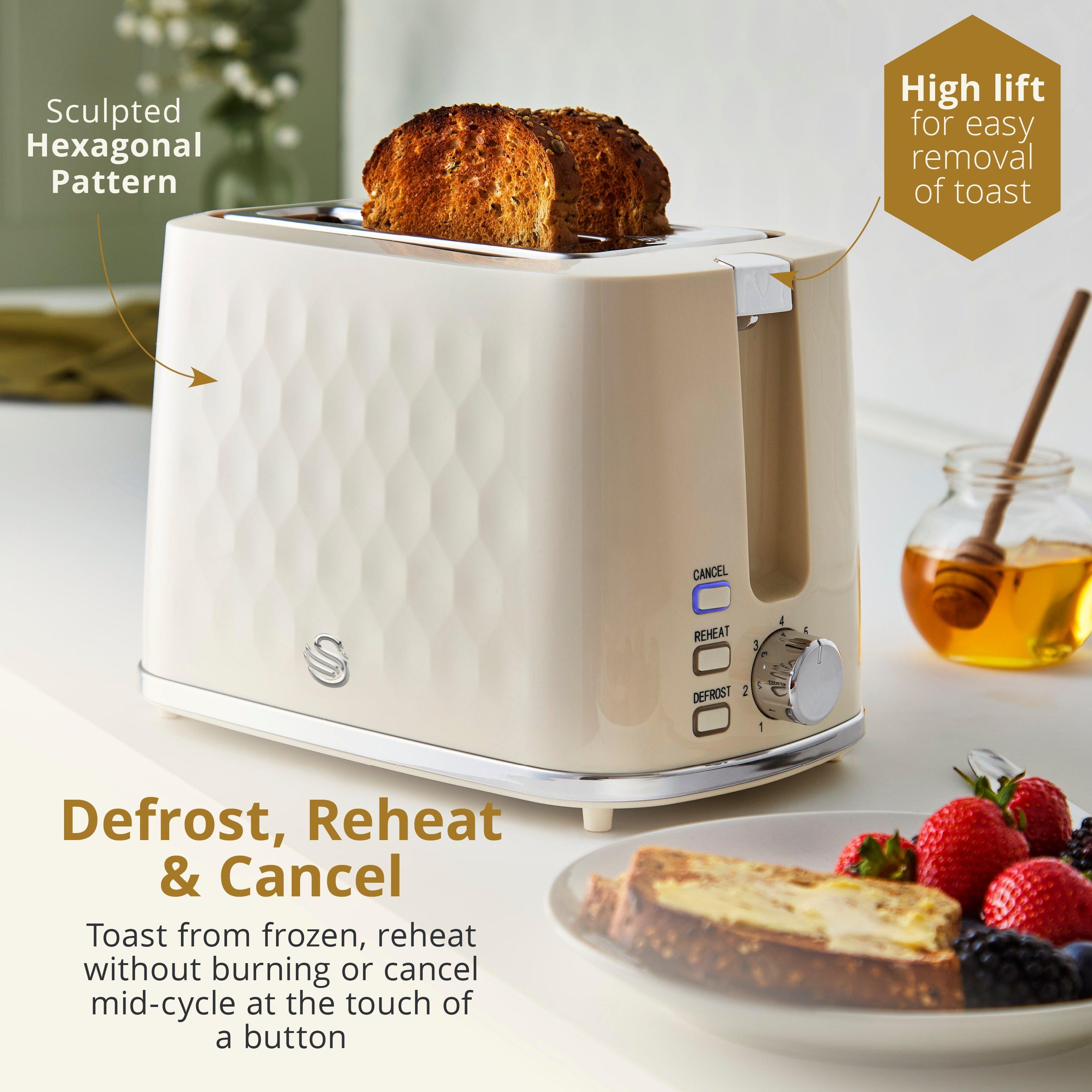 Cream - Swan - Hexton 900W 2 Slice Toaster Cream with Chrome Acce - 4