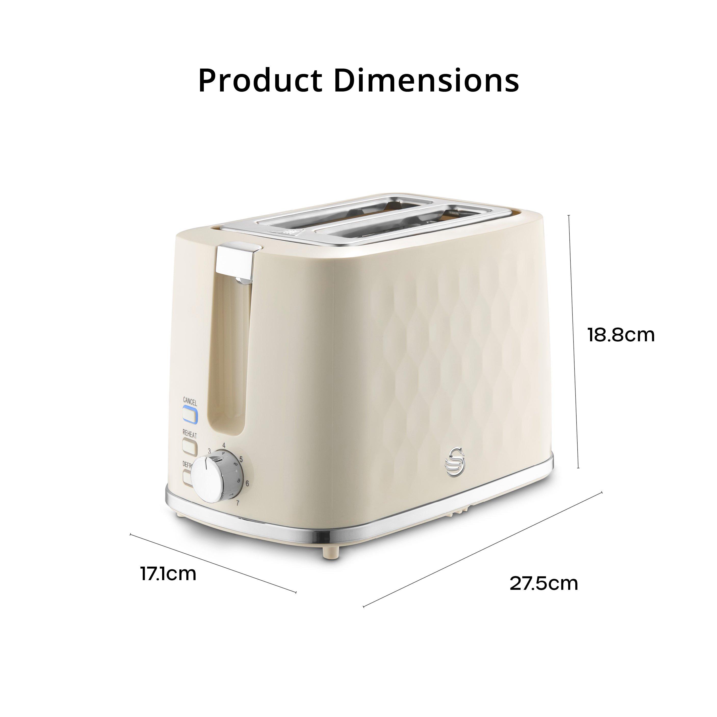 Cream - Swan - Hexton 900W 2 Slice Toaster Cream with Chrome Acce - 6