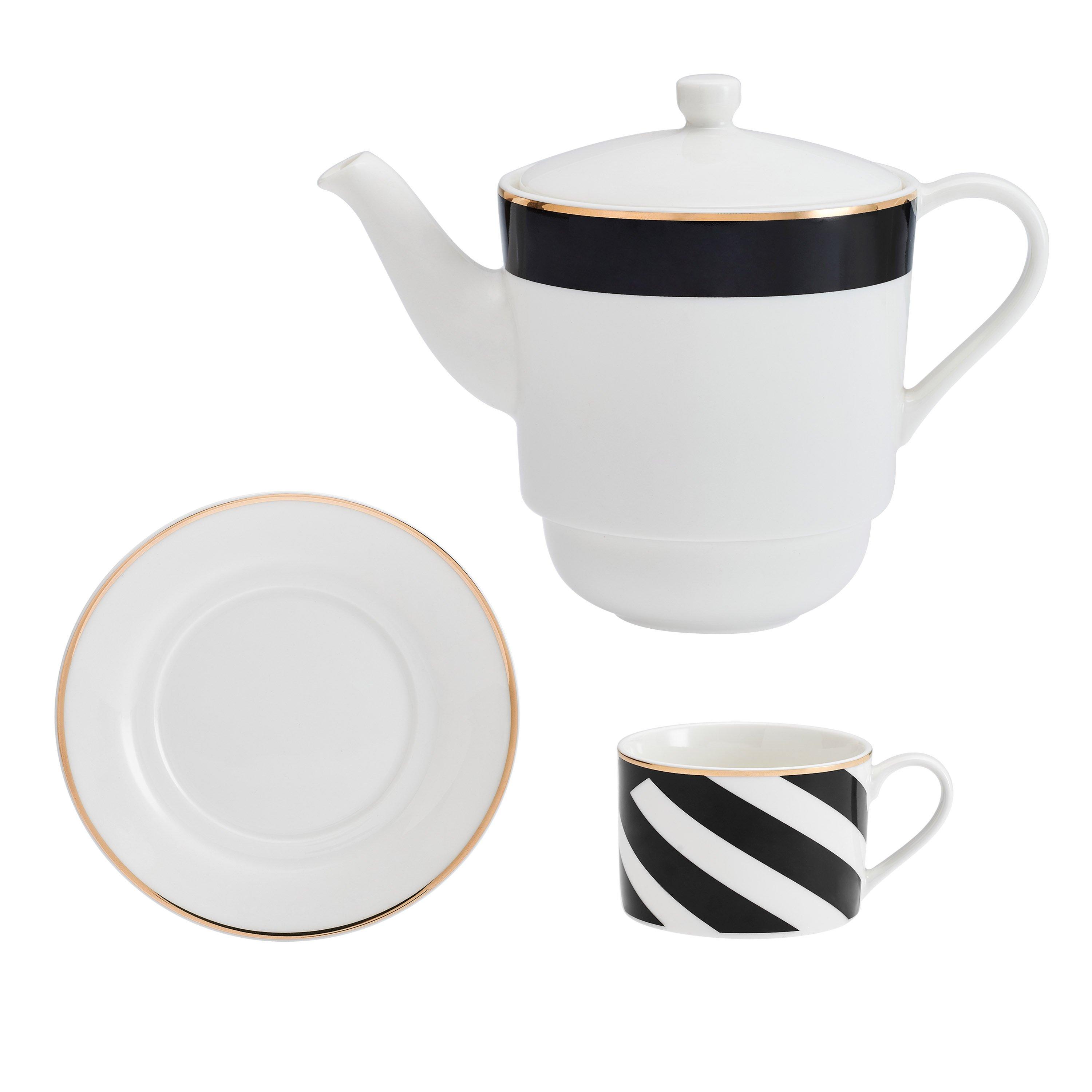 Black / White - Mikasa - Luxe Deco China Tea for One Set - 1