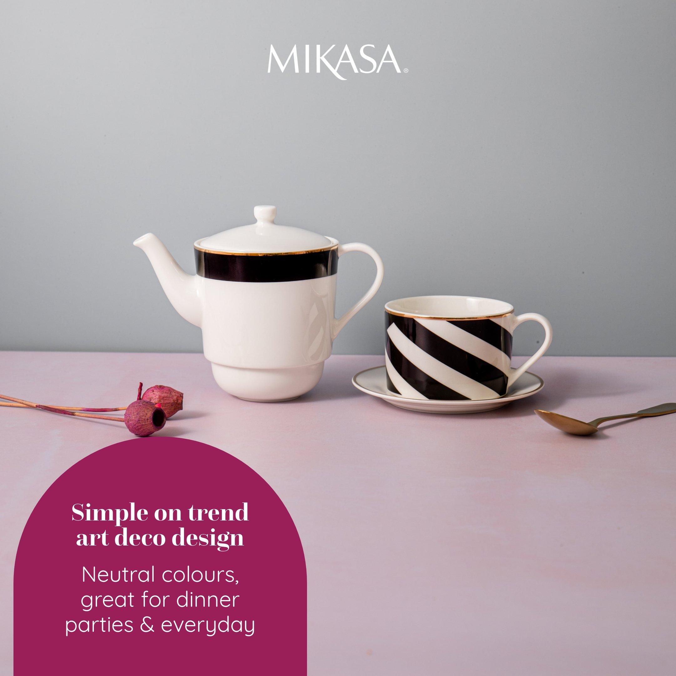 Black / White - Mikasa - Luxe Deco China Tea for One Set - 3