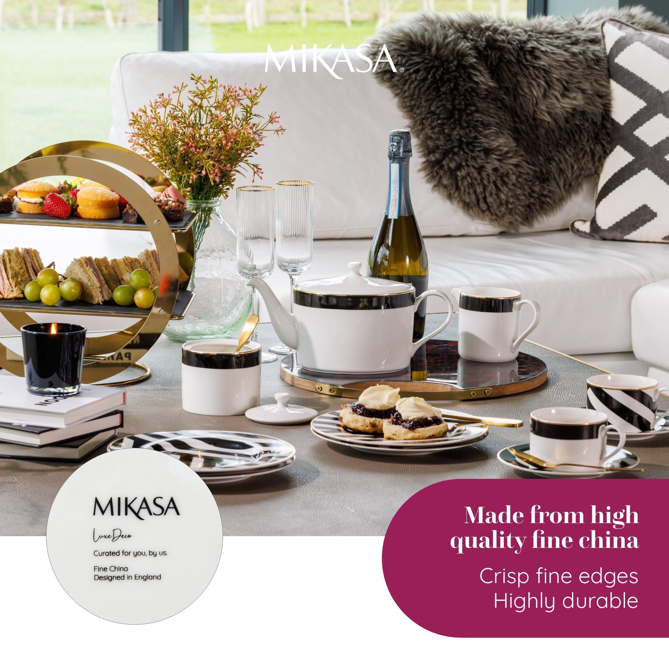 Black / White - Mikasa - Luxe Deco China Tea for One Set - 4