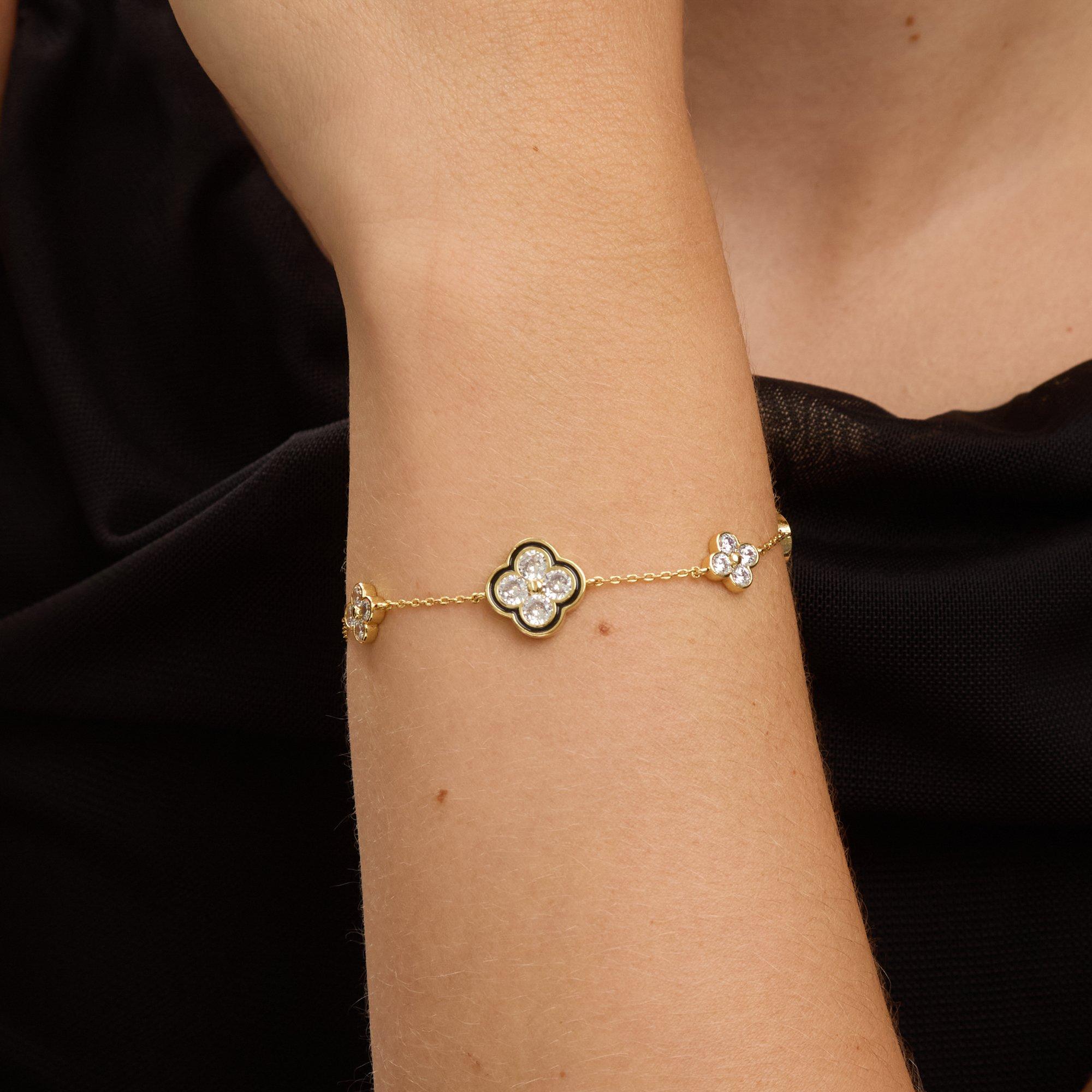 Gold - Jon Richard - 14K Gold Plated Jet Clover Bracelet - Gift Box - 3