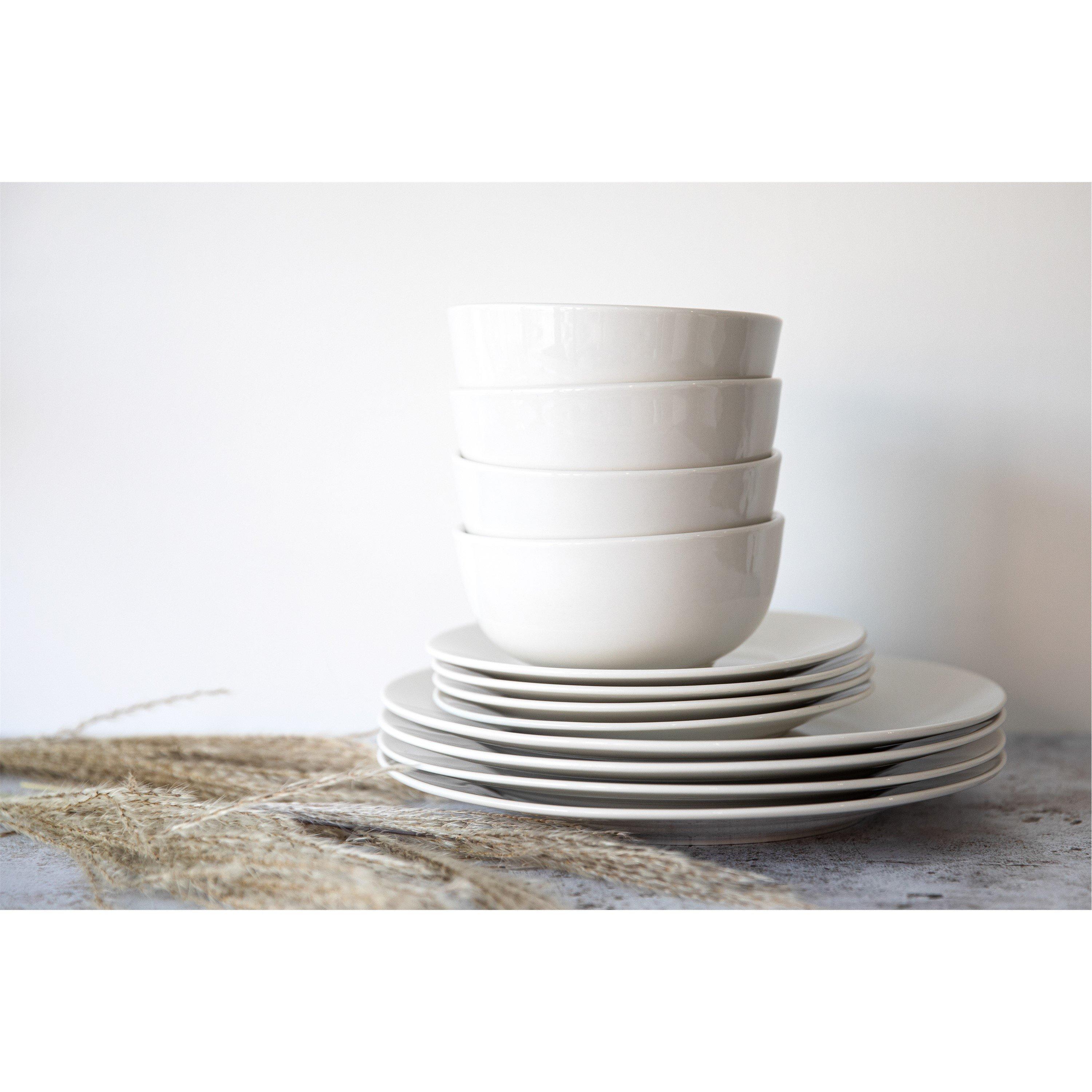 White - Mikasa - Mikasa Alexis Porcelain 12-Piece White Dinner Set - 4