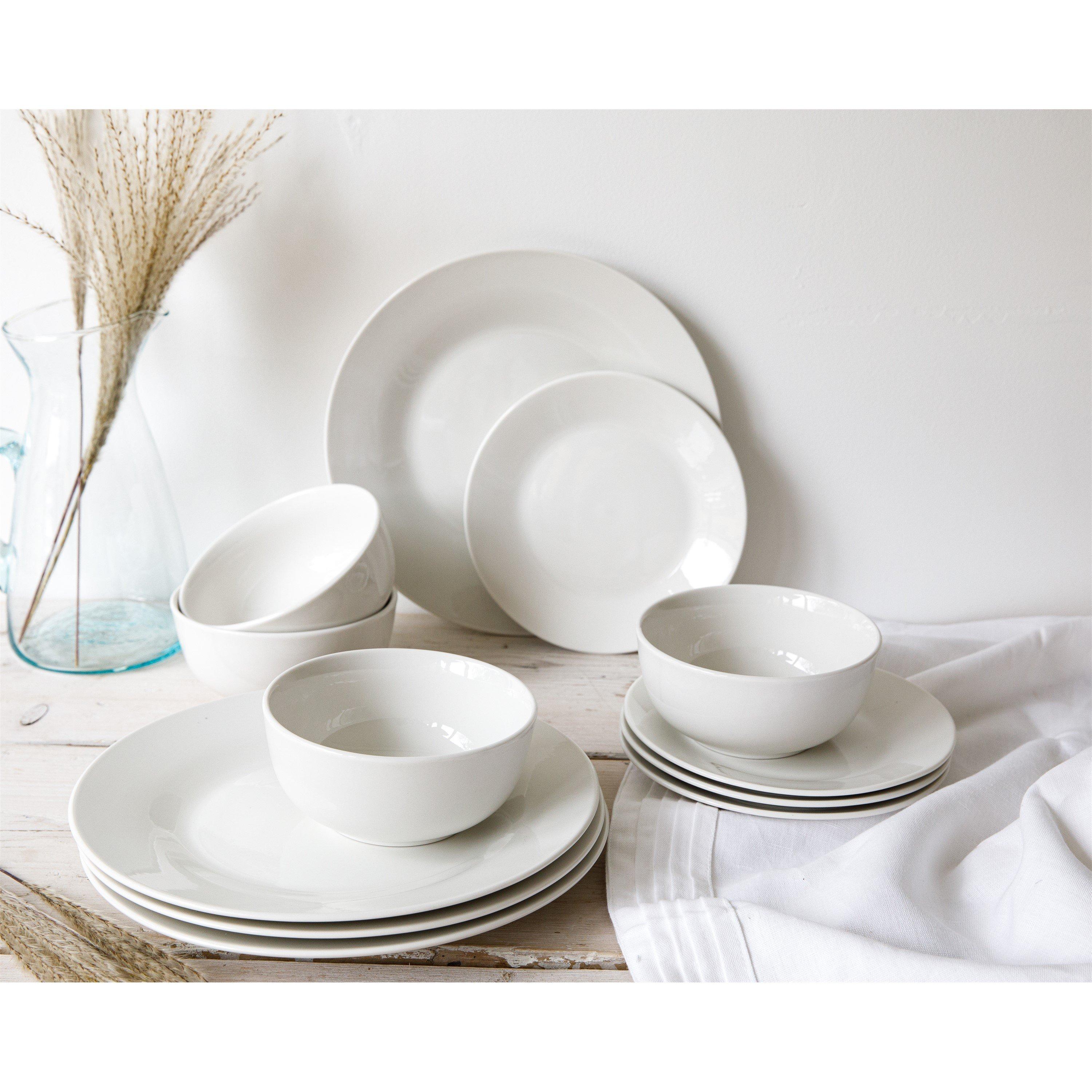 White - Mikasa - Mikasa Alexis Porcelain 12-Piece White Dinner Set - 5