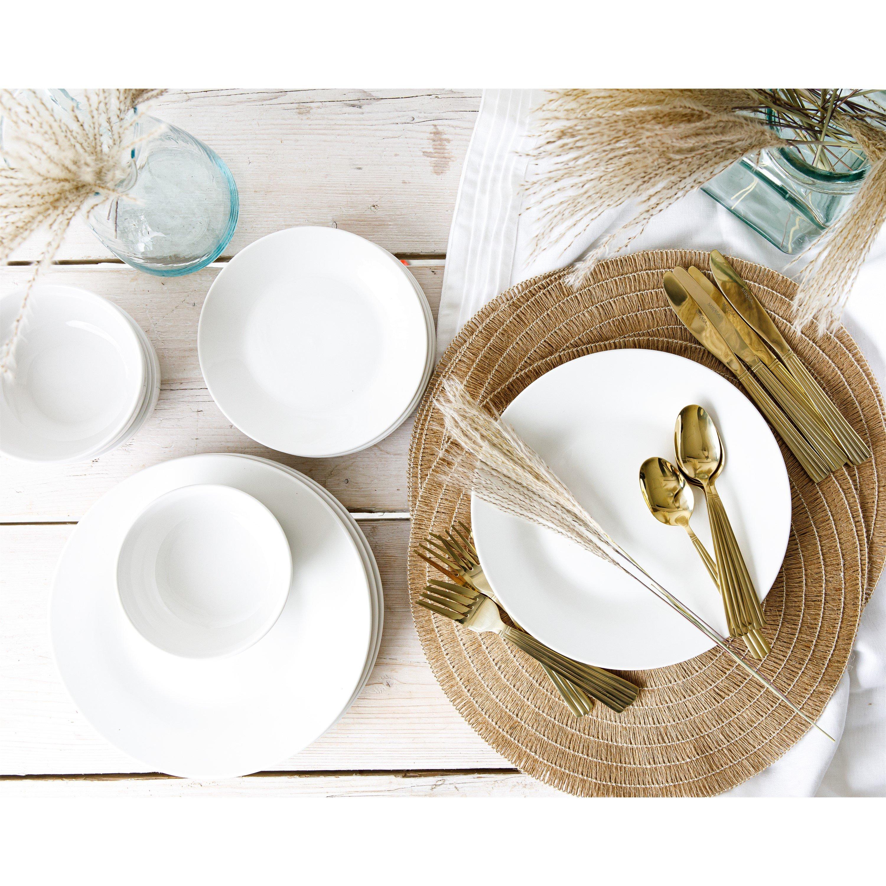 White - Mikasa - Mikasa Alexis Porcelain 12-Piece White Dinner Set - 6