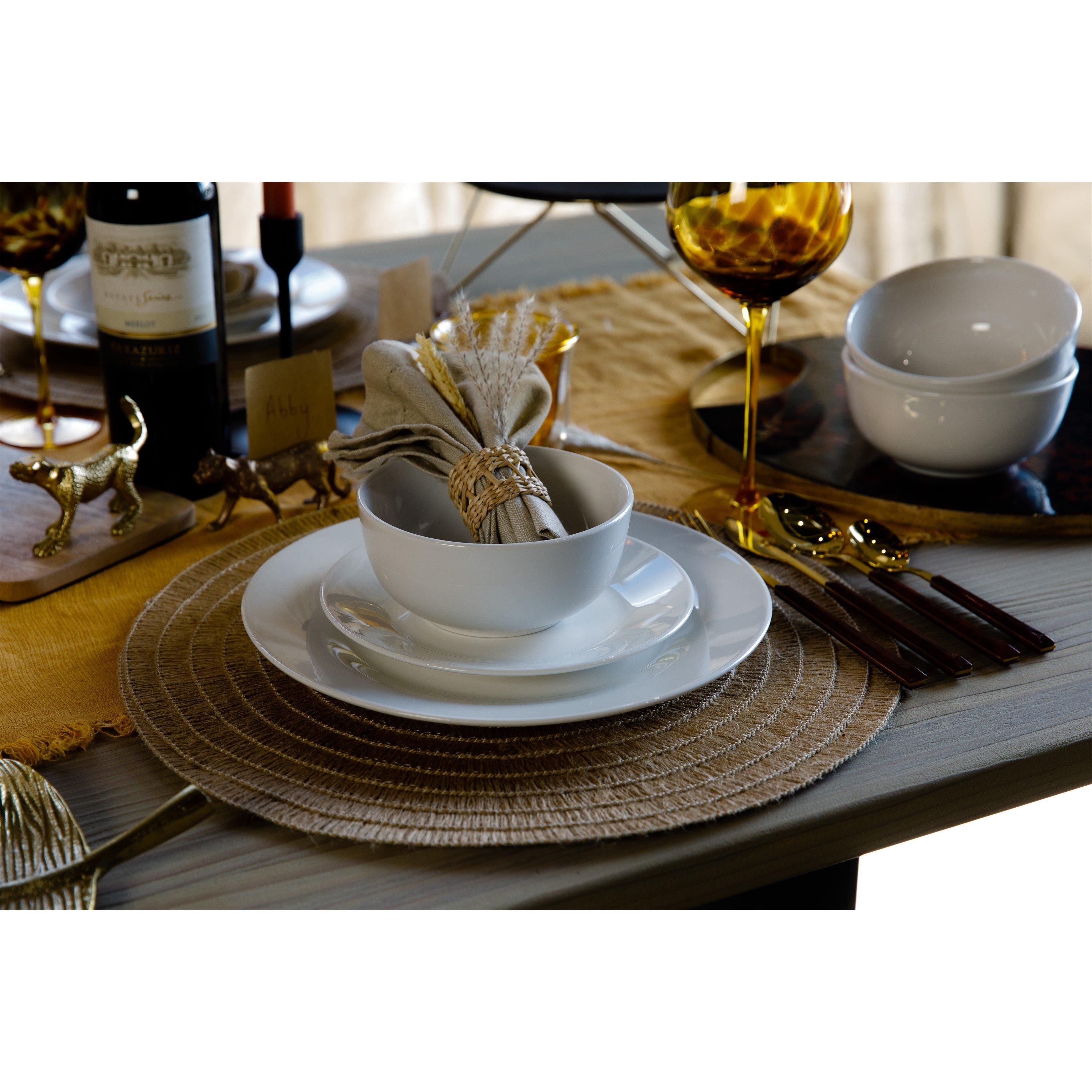 White - Mikasa - Mikasa Alexis Porcelain 12-Piece White Dinner Set - 7