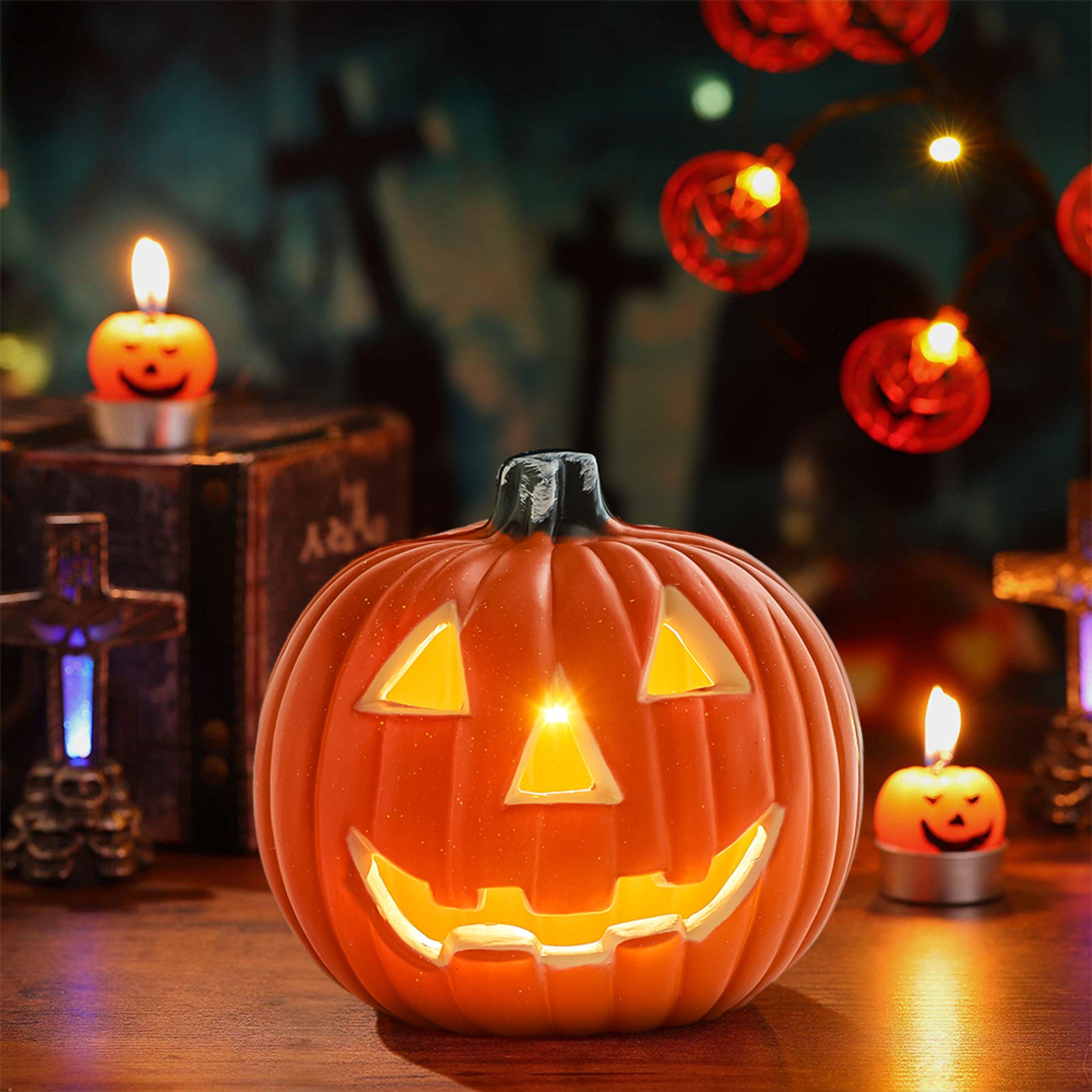 Orange - LIFE IDEAS - Halloween LED Pumpkin Lantern Battery Operated - 2