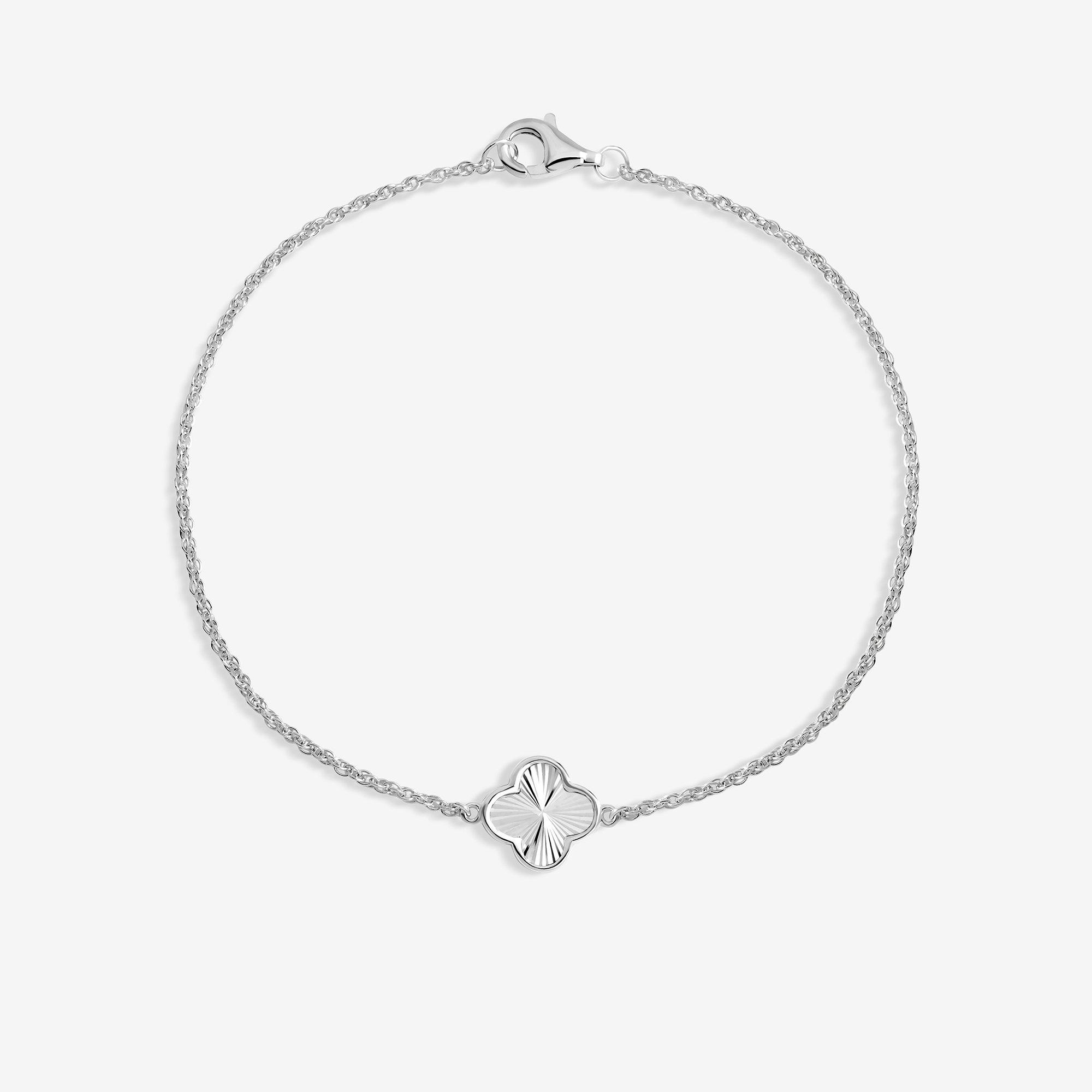 Simply Women's Sterling 925 Polished Clover Bracelet Silver