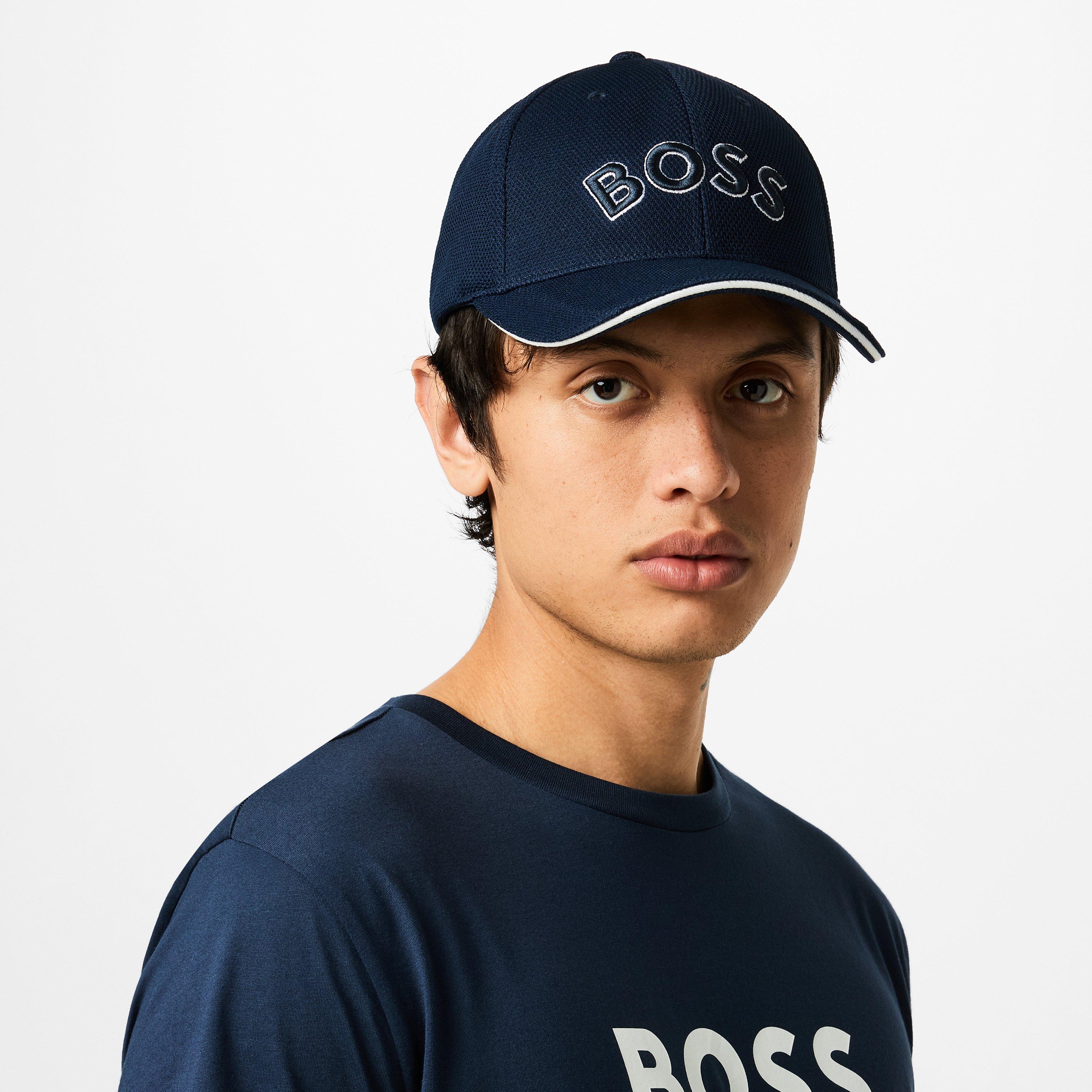 Navy 406 - Boss - Mens BOSS Embroidered Logo Baseball Cap with Contrast Trim - 2